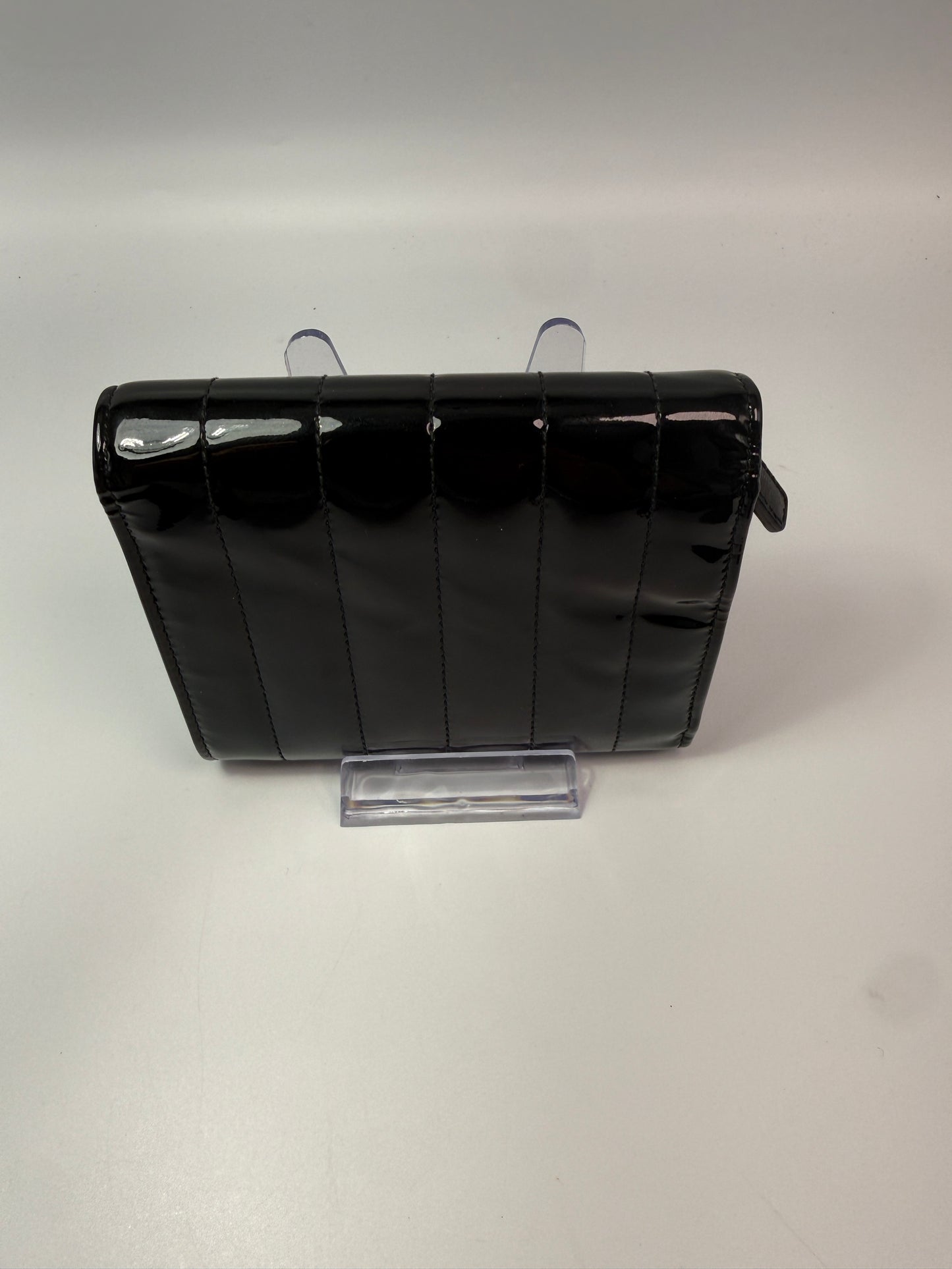 Yves Saint Laurent Black Patent Leather Trifold Wallet
