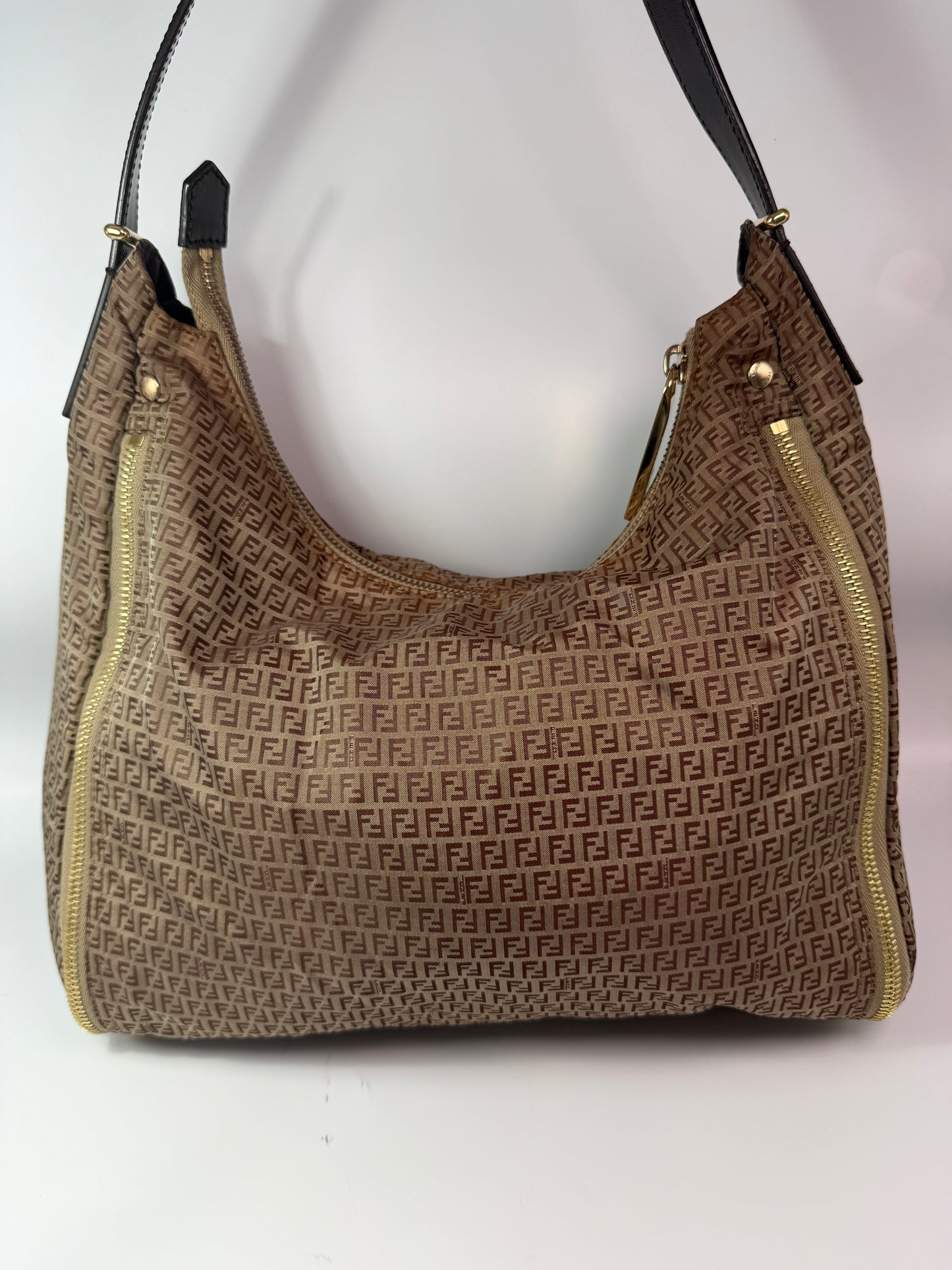 Fendi Mini Zucca Nylon Hobo Style Shoulder Bag