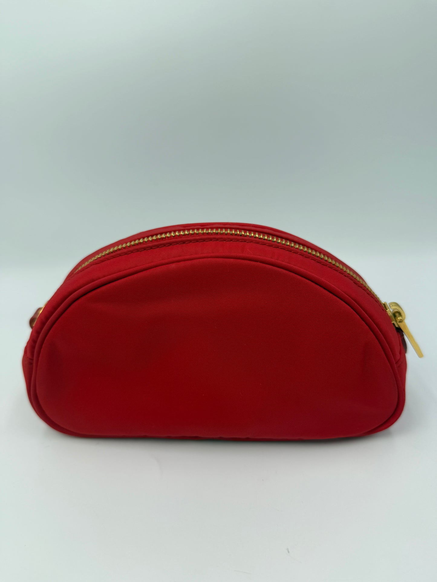Prada Red Tessuto Nylon Crescent Cosmetics Pouch