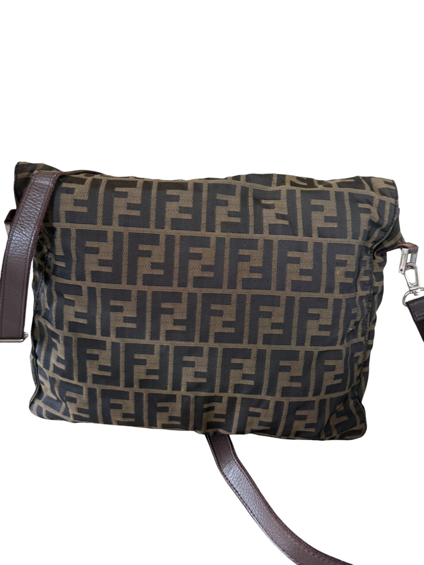 Fendi Brown Black Zucca Canvas Messenger Crossbody
