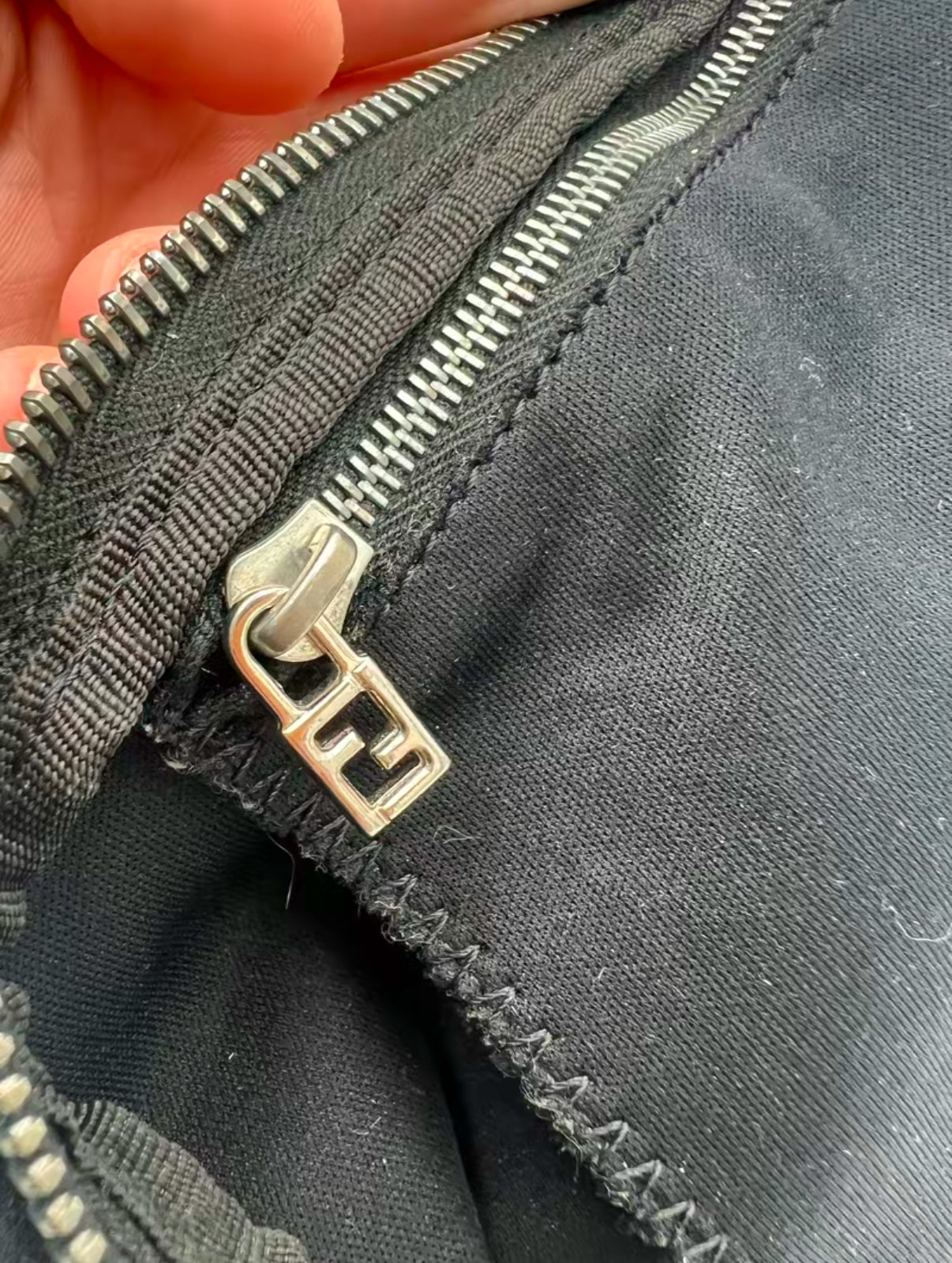 Fendi Black Nylon Baguette Shoulder Bag