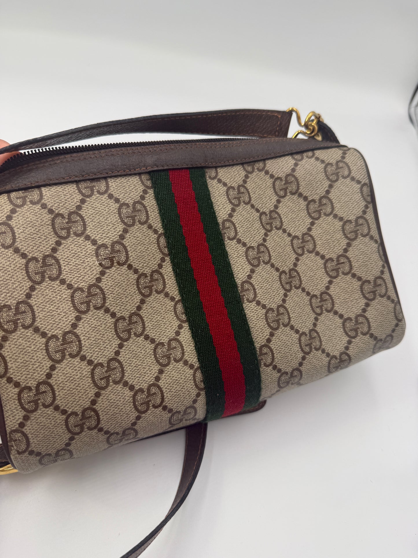 Gucci Vintage Accessory Collection GG Supreme Web Stripe Crossbody Bag
