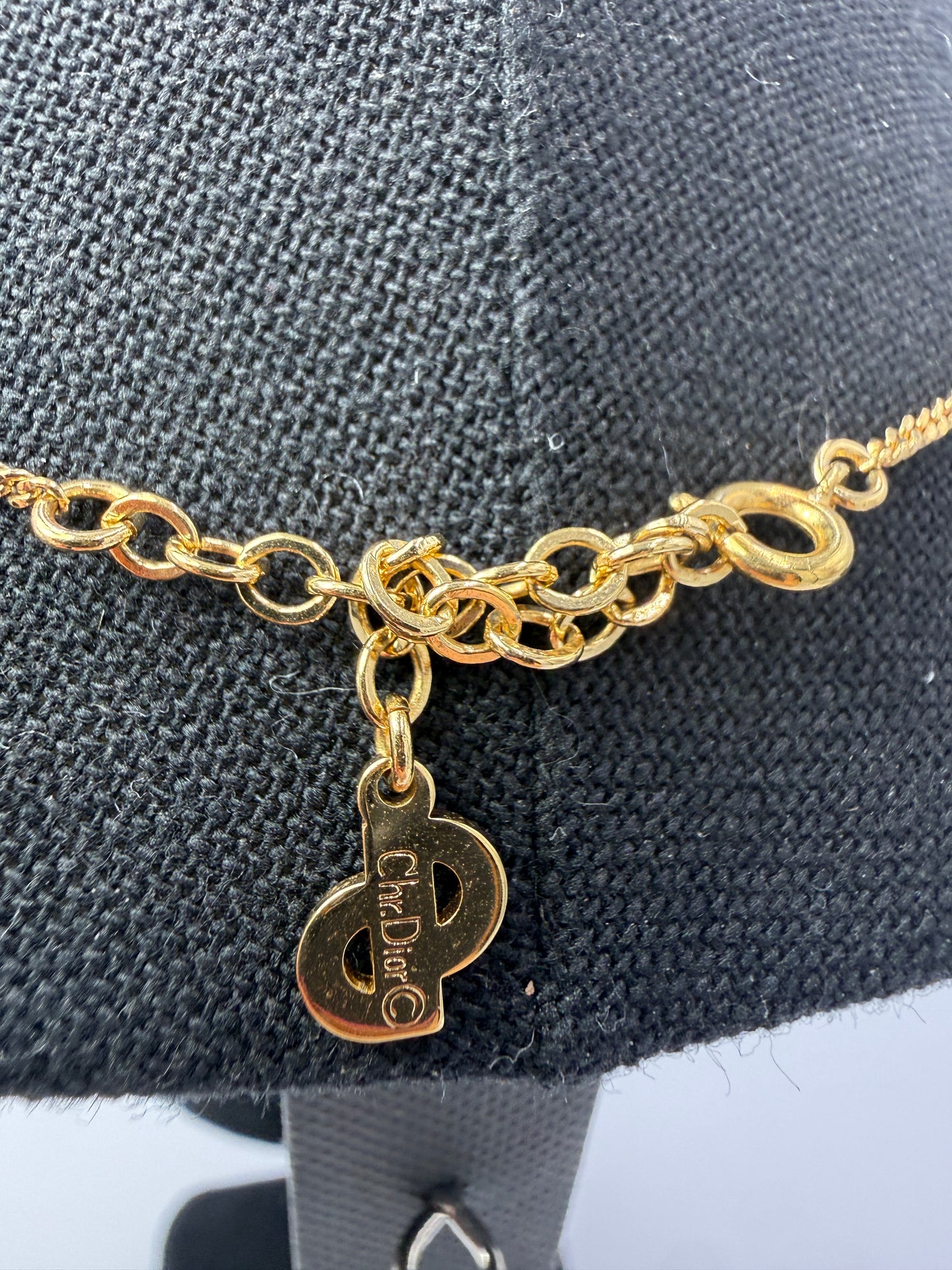 Christian Dior Gold-Plated Crystal Logo Necklace