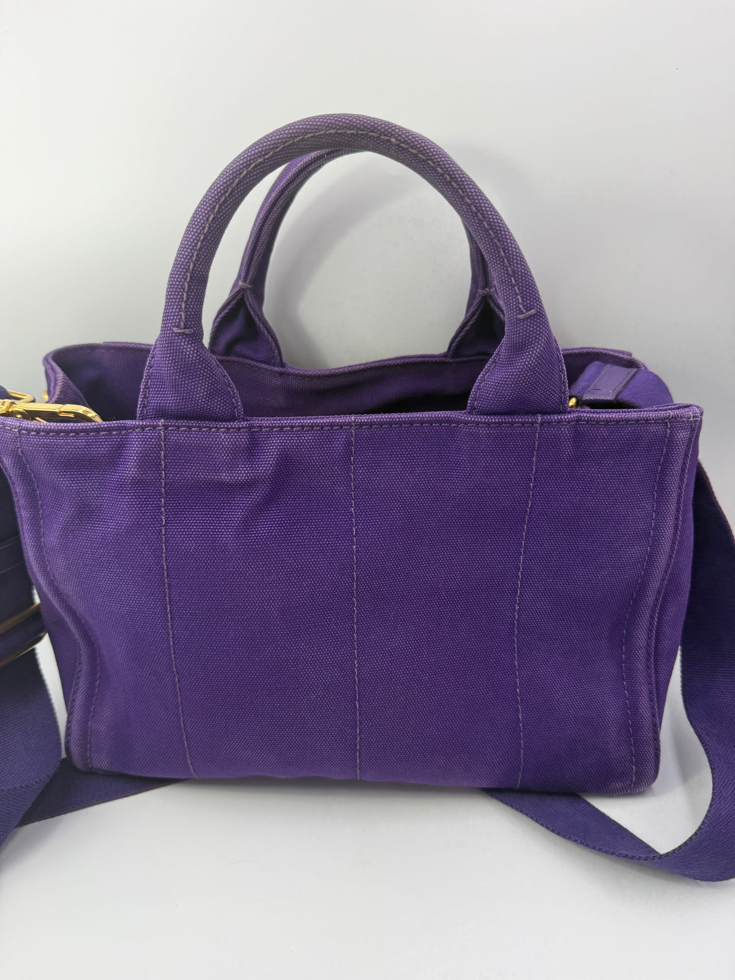 Prada Purple Canvas Jeweled Canapa Medium Tote