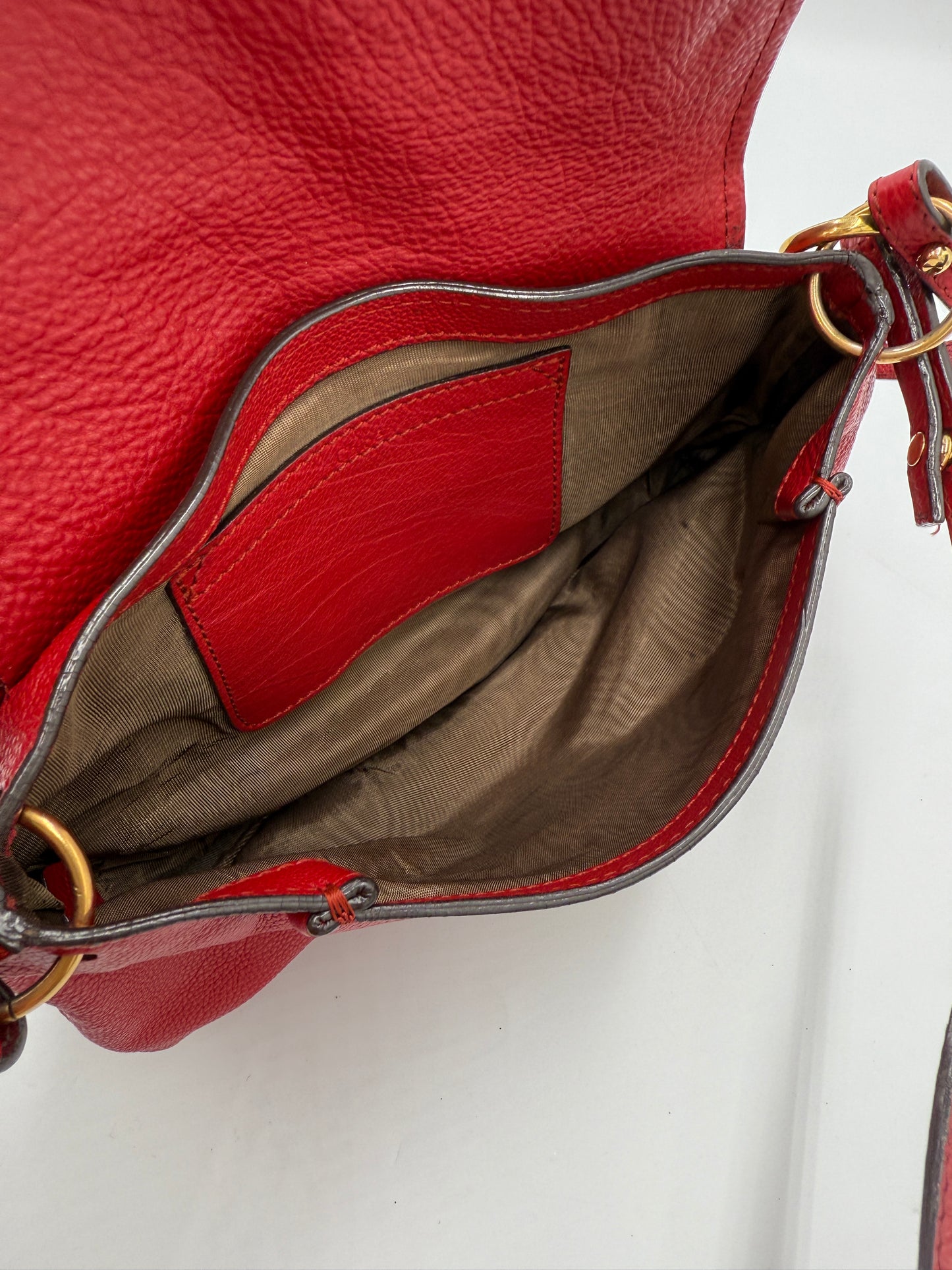 Chloe Red Leather Elsie 2 Way Crossbody Bag