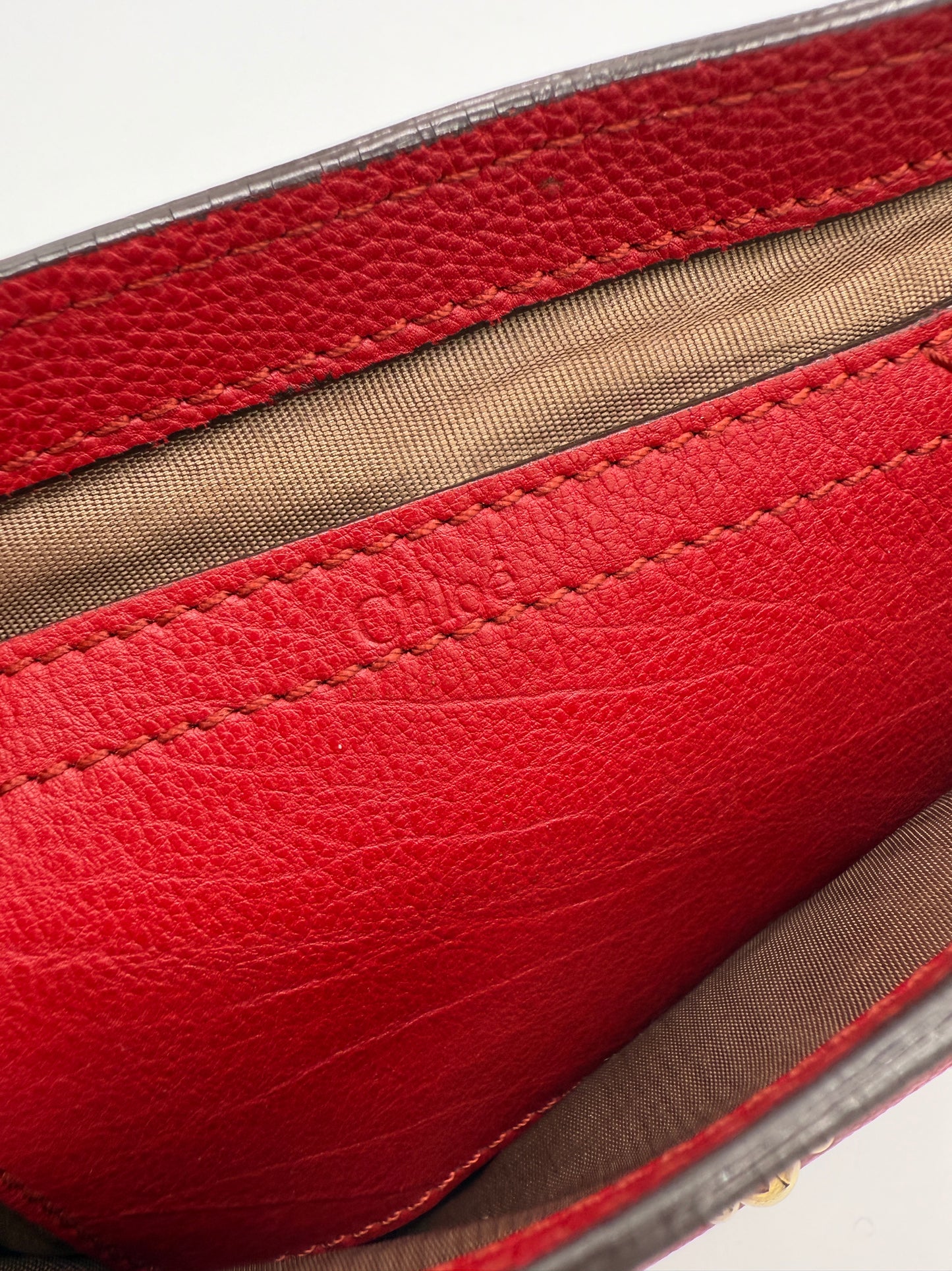 Chloe Red Leather Elsie 2 Way Crossbody Bag