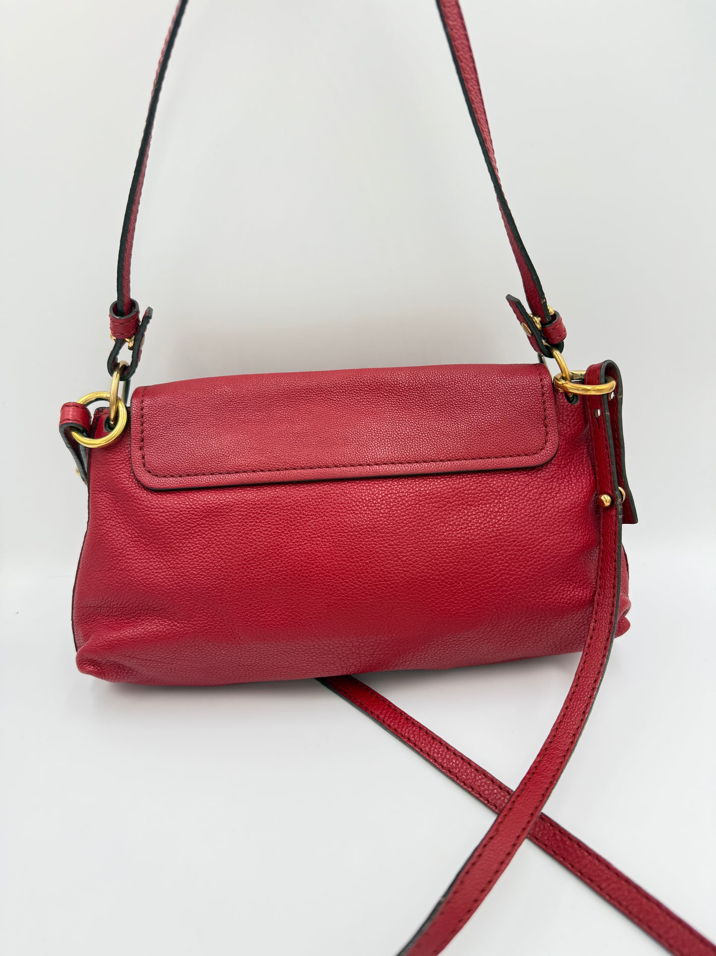 Chloe Red Leather Elsie 2 Way Crossbody Bag