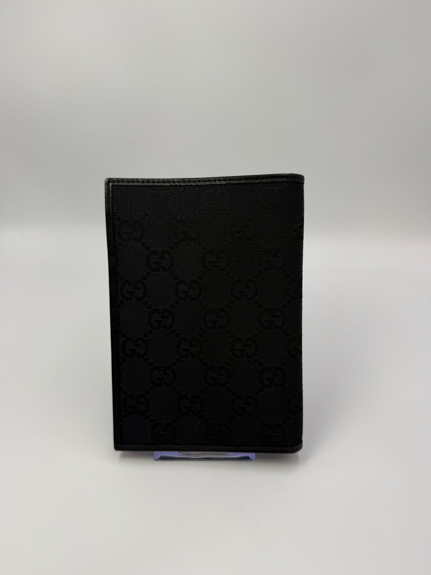 Gucci Black Guccissima Canvas Passport Holder Wallet