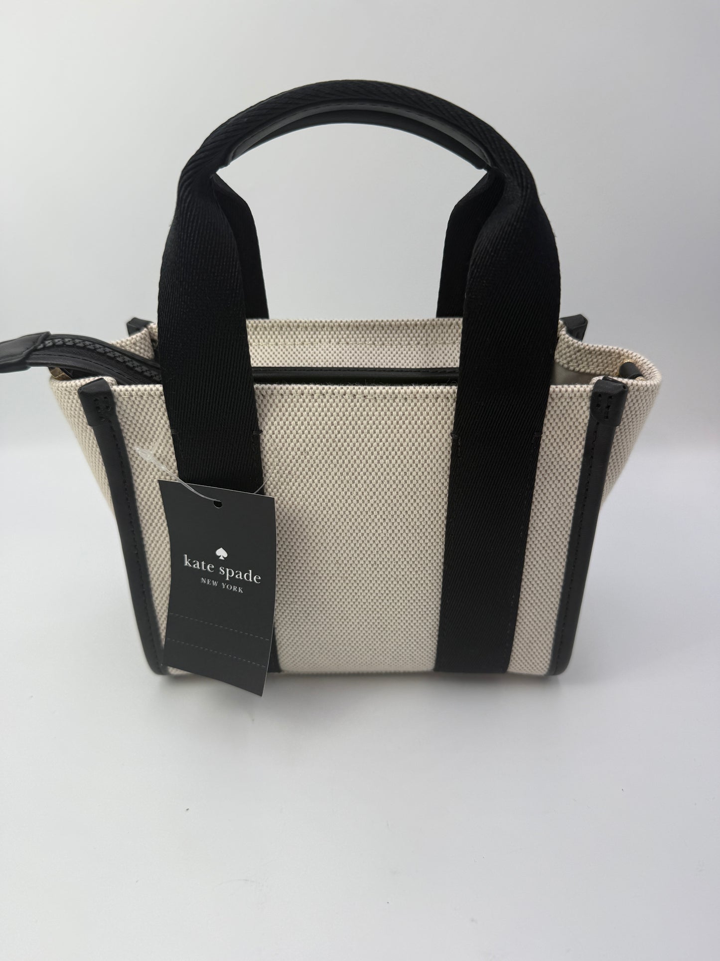 Kate Spade Beige Canvas Mini Tote and Crossbody Strap NEW WITH TAGS