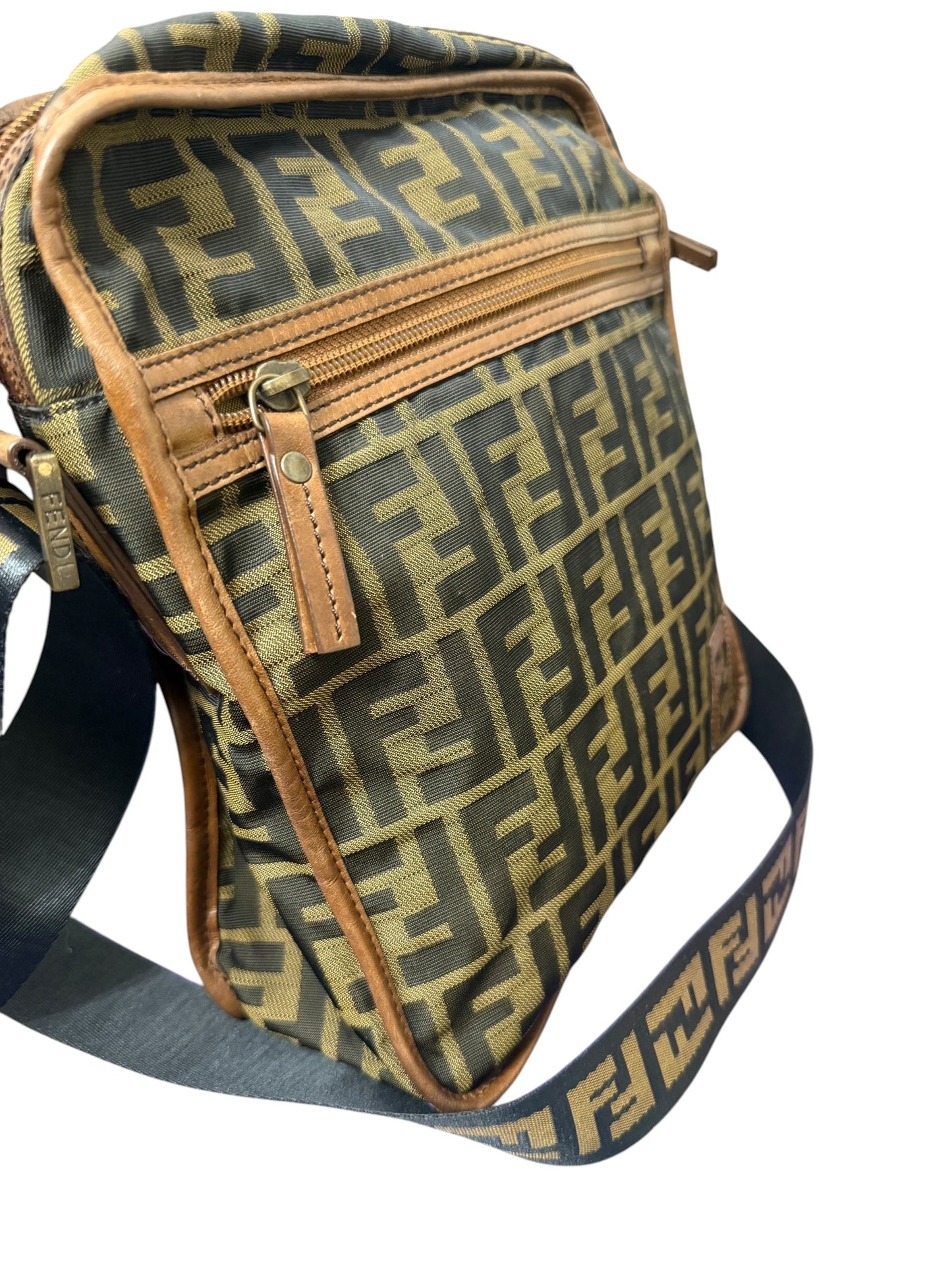 Fendi Vintage Zucca Crossbody Messenger Bag Unisex