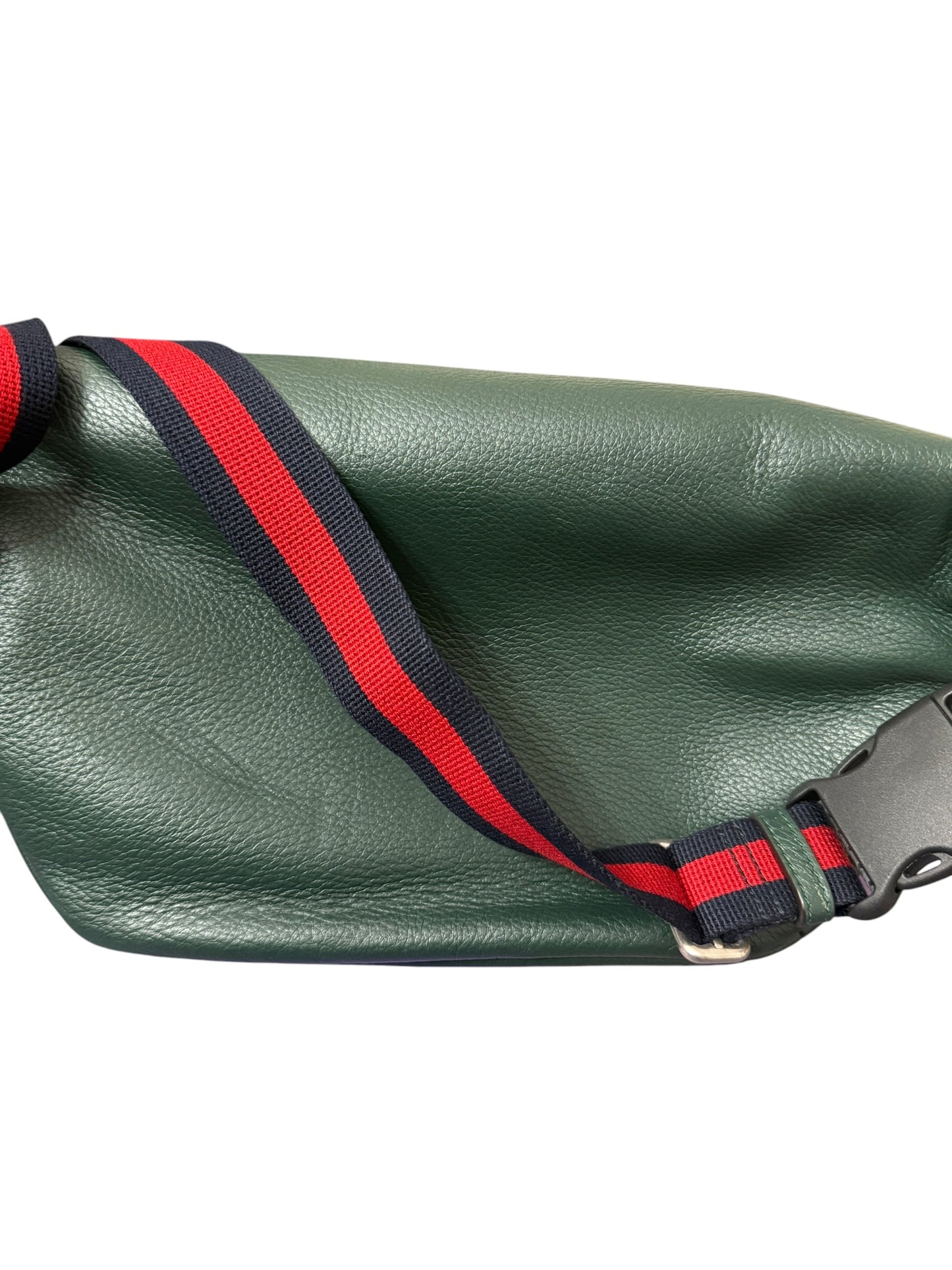 Gucci Green Leather Crystal Logo Belt Waist Bumbag with Dustabag
