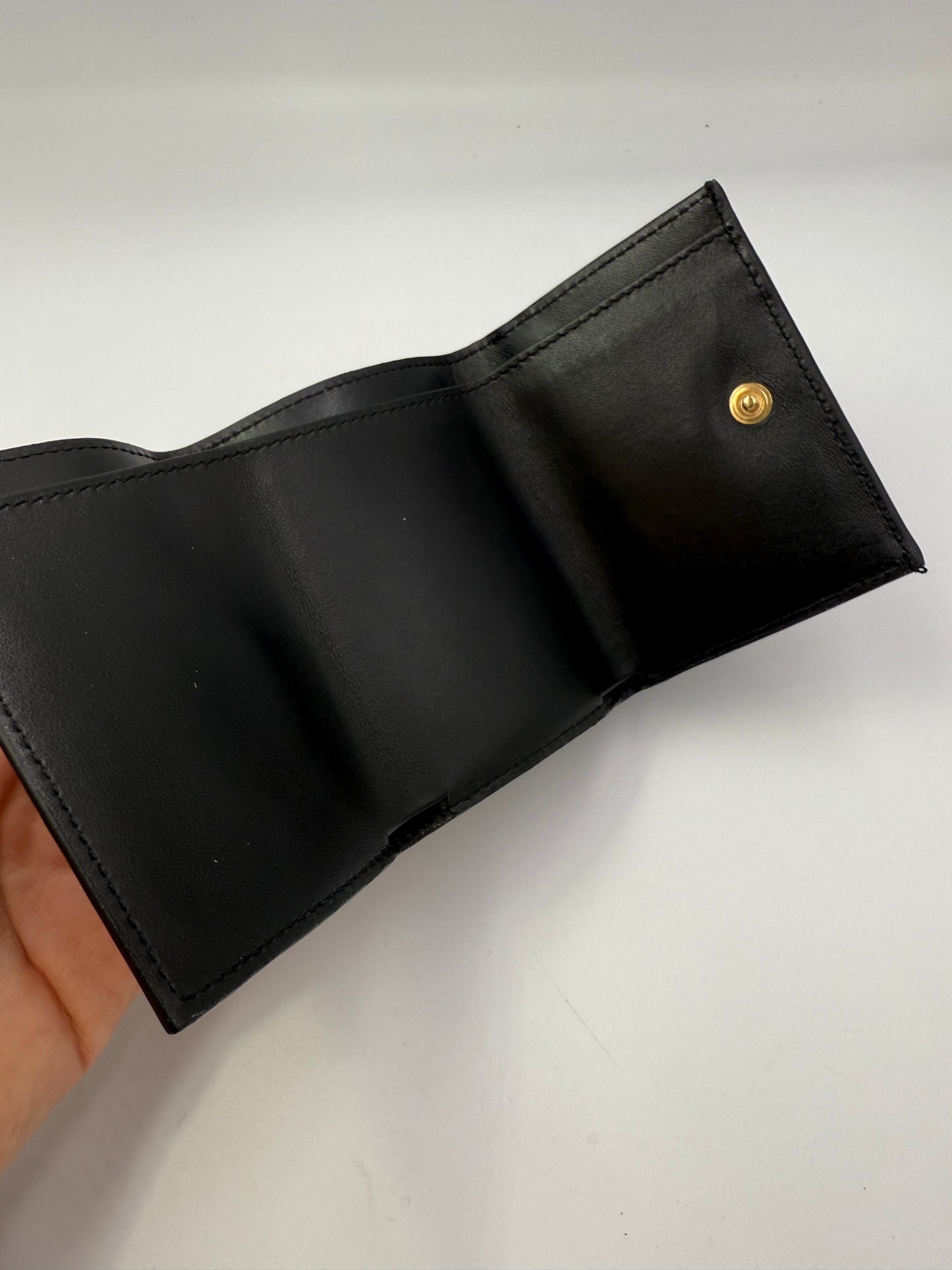 Dolce & Gabbana Black Leather Multicolored Rhinestone Compact Wallet