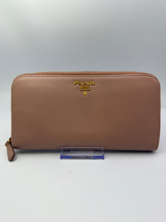 Prada Blush Pink Leather Long Zippy Wallet
