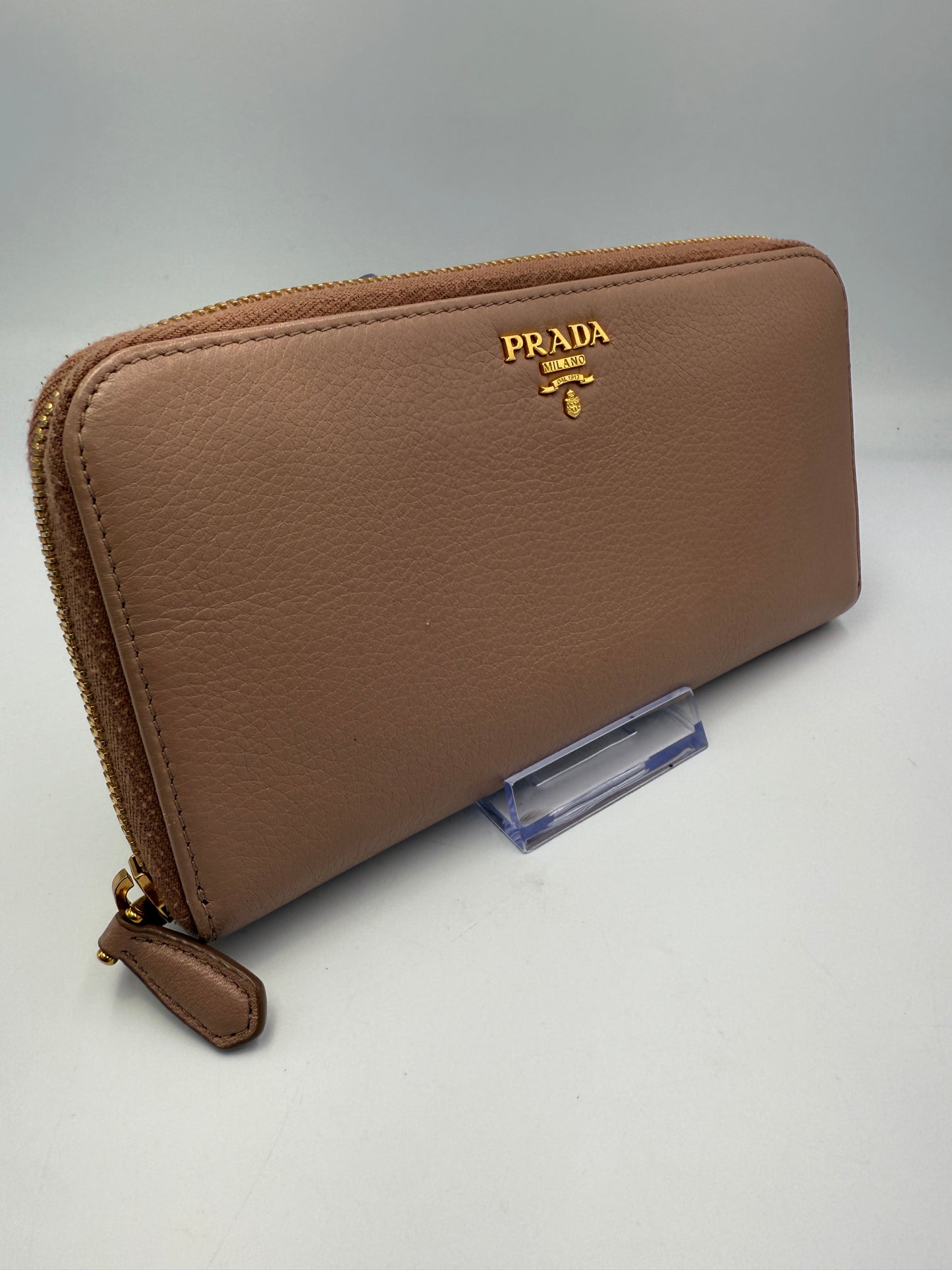 Prada Blush Pink Leather Long Zippy Wallet