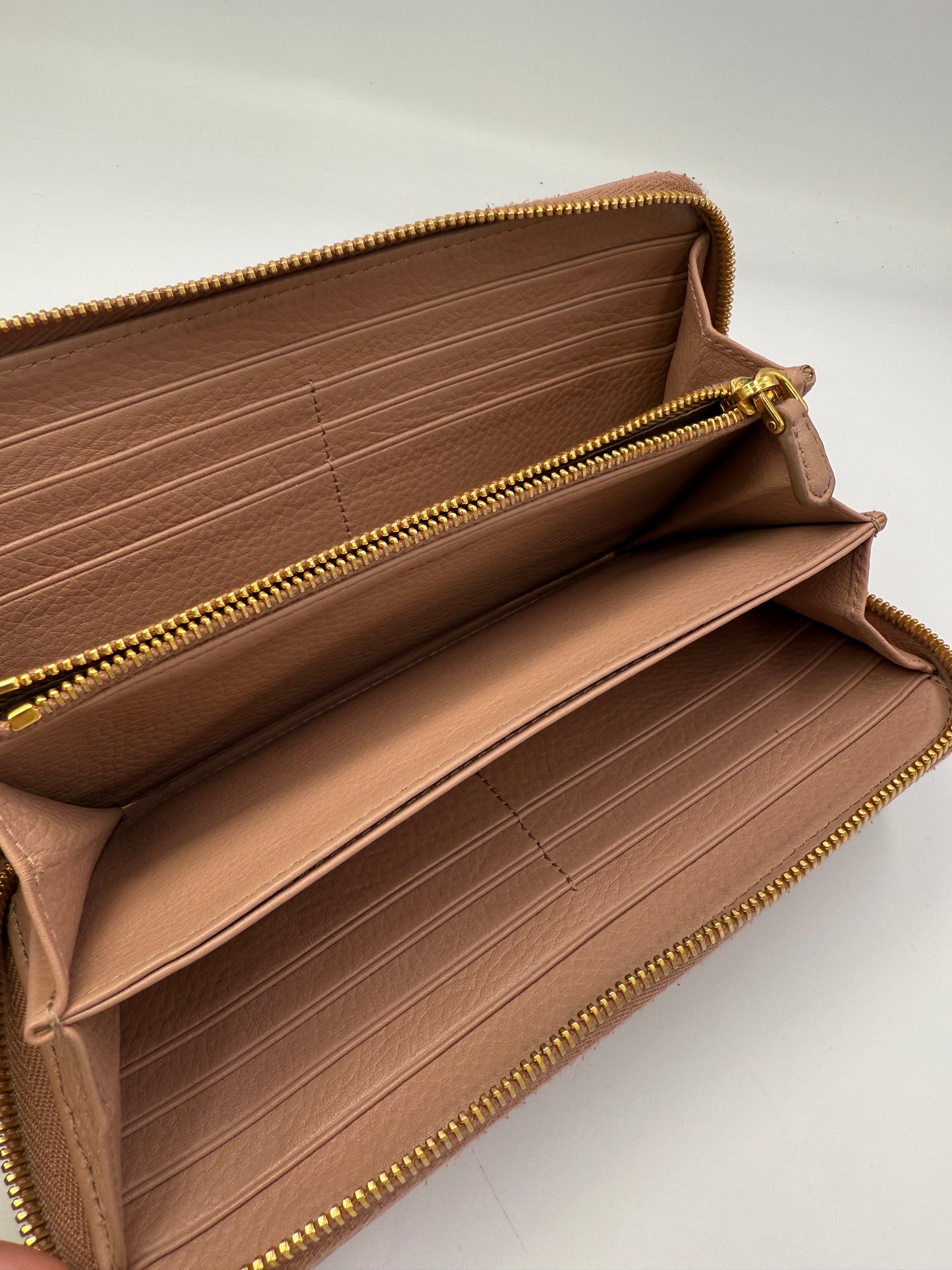 Prada Blush Pink Leather Long Zippy Wallet