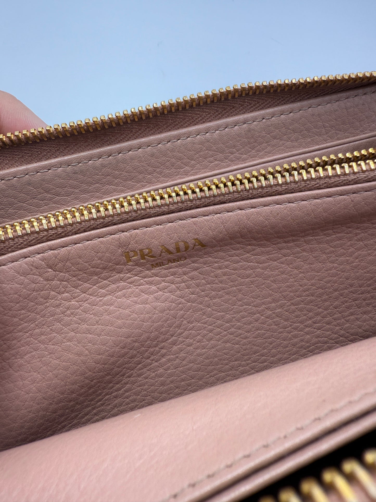 Prada Blush Pink Leather Long Zippy Wallet