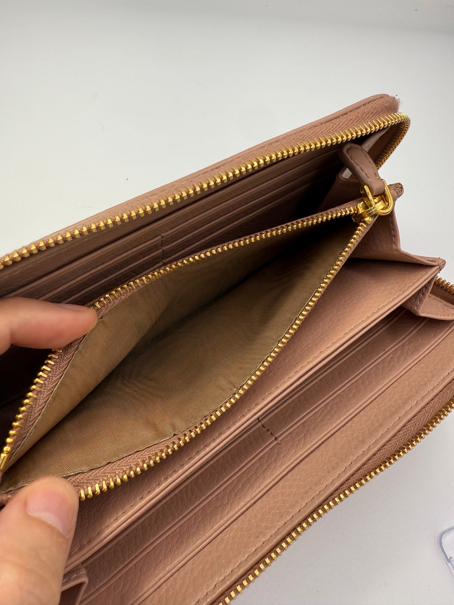 Prada Blush Pink Leather Long Zippy Wallet