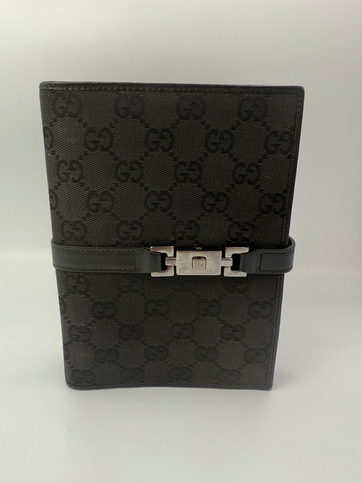 Gucci Black Canvas Guccissima Jackie Piston Agenda MM