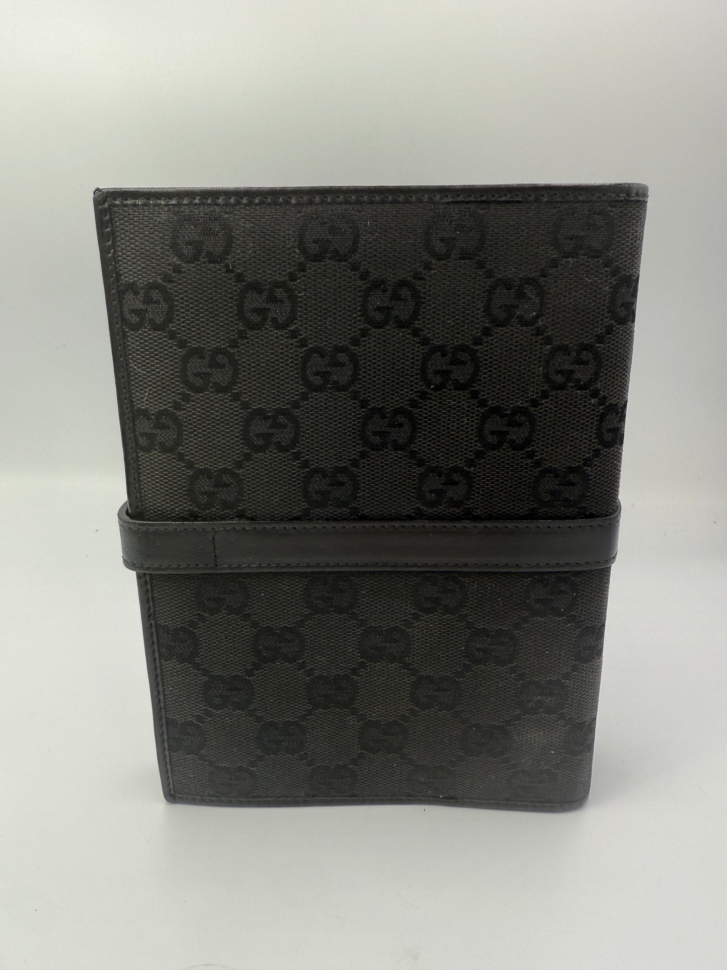 Gucci Black Canvas Guccissima Jackie Piston Agenda MM