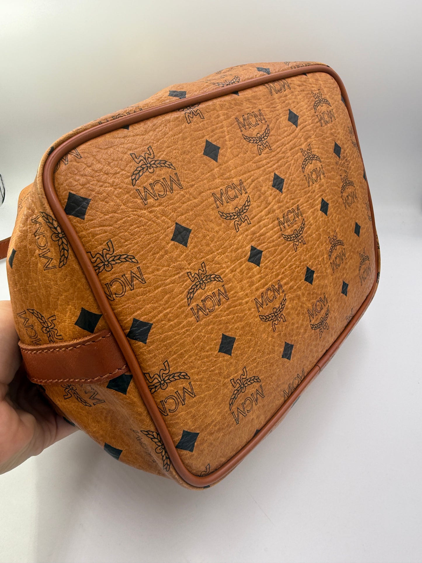 MCM Cognac Visetos Bucket Bag