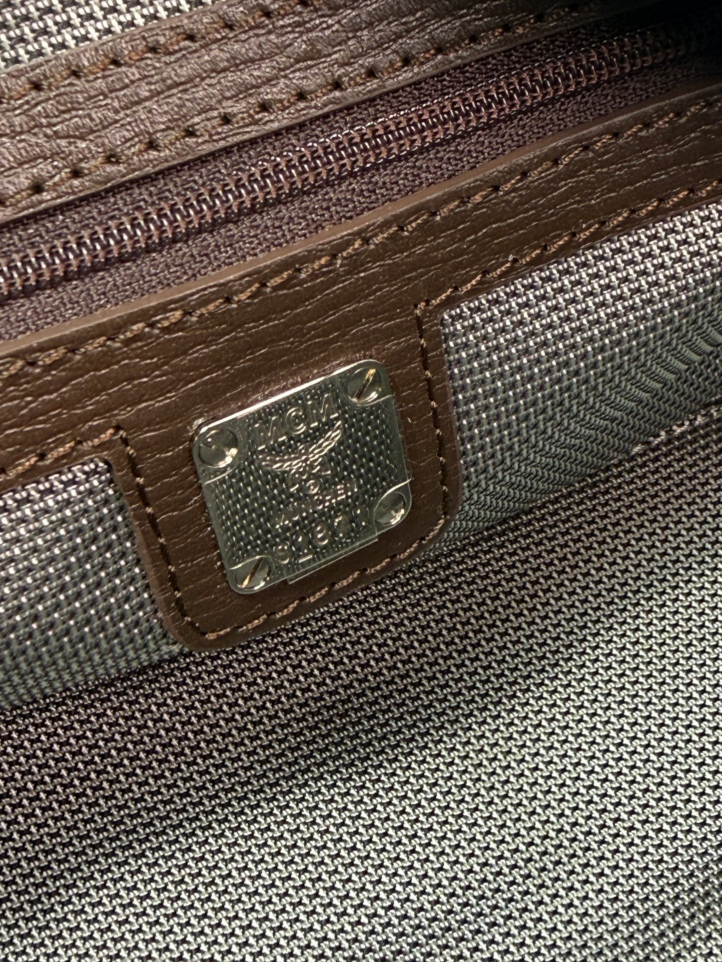 Rare MCM Grey Coated Canvas Zippered Cosmetic Pouch Toiletry