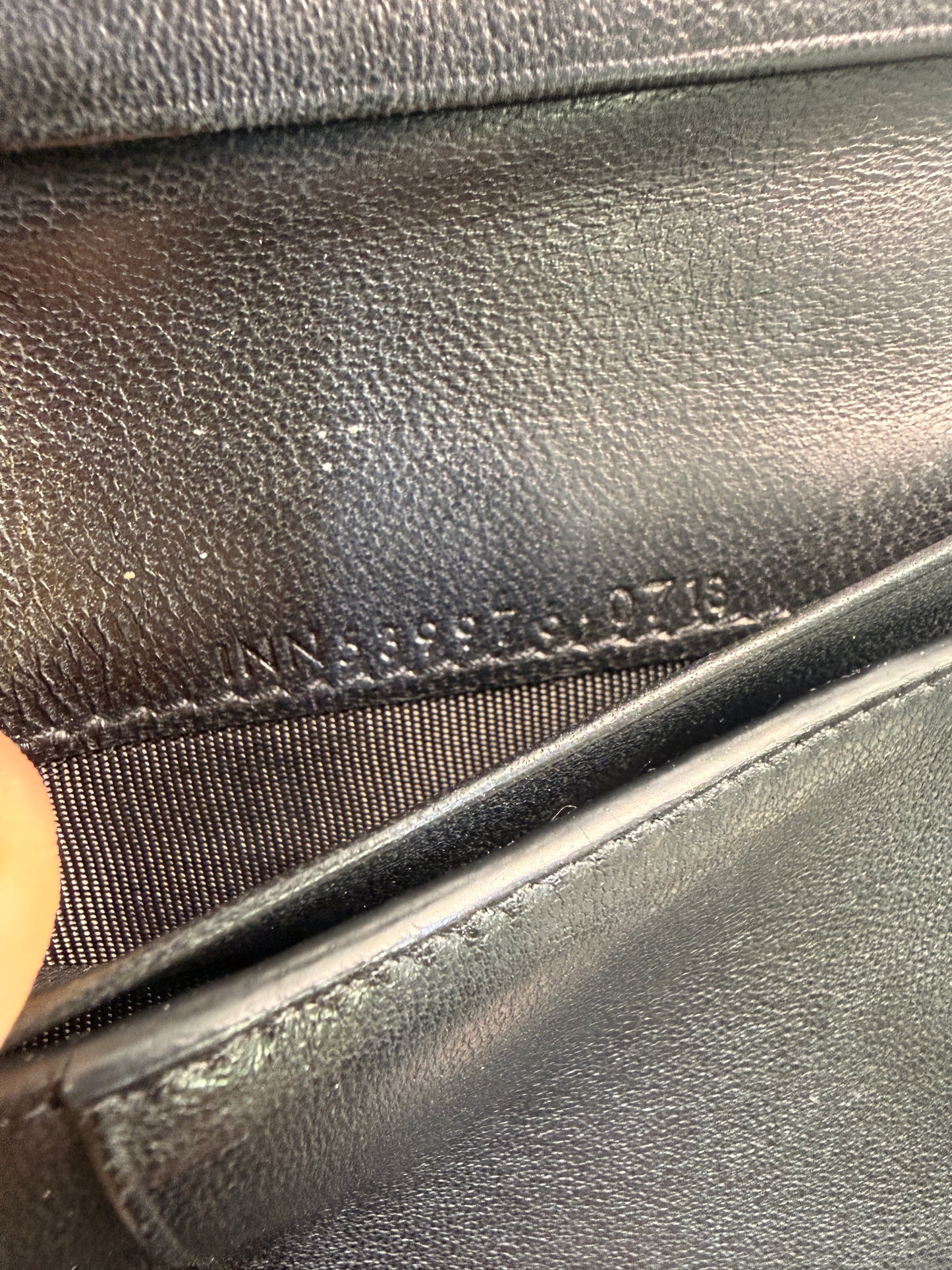 Yves Saint Laurent Black Patent Leather Trifold Wallet
