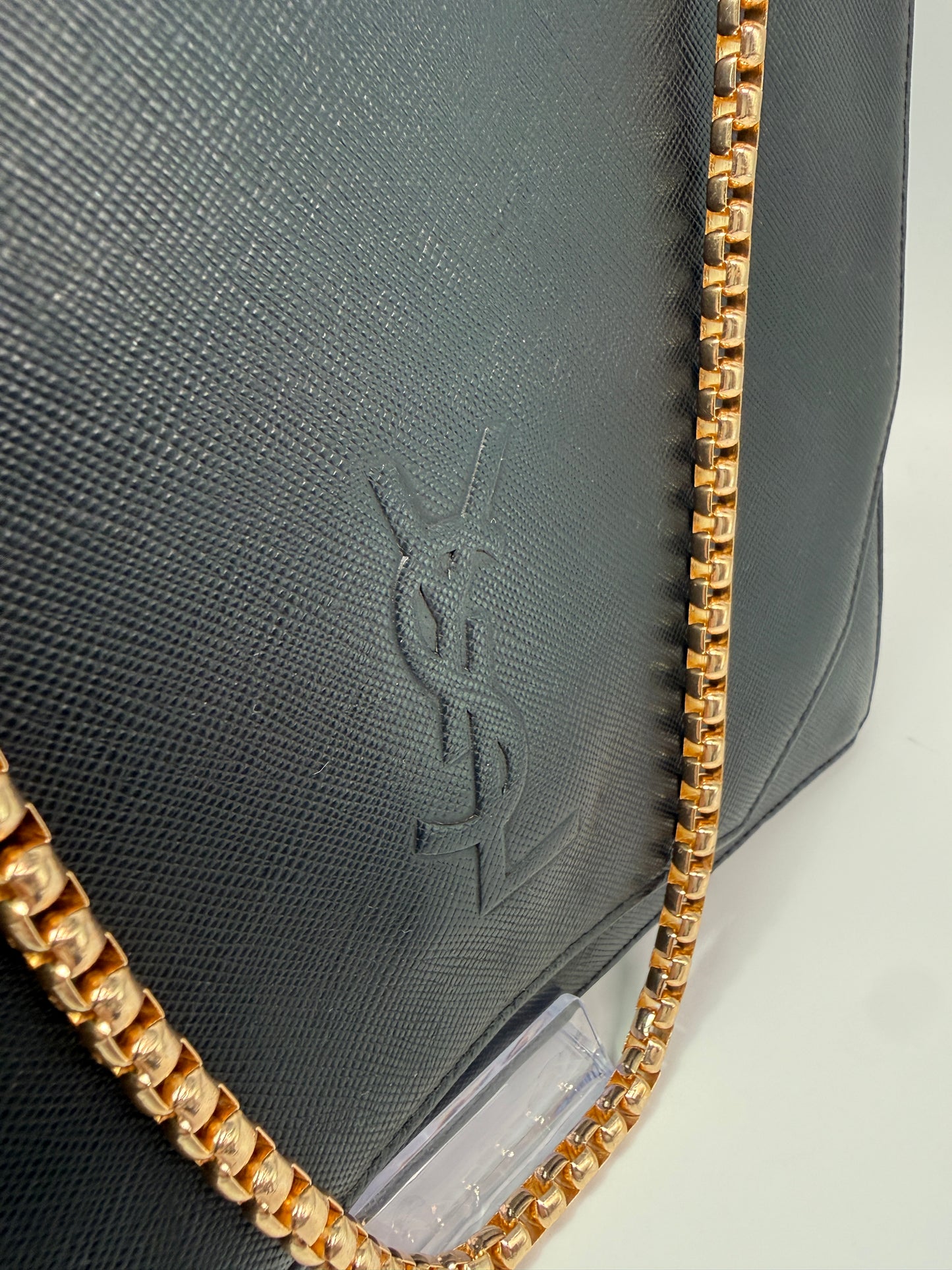 Yves Saint Laurent Black Grained Leather Envelope Clutch