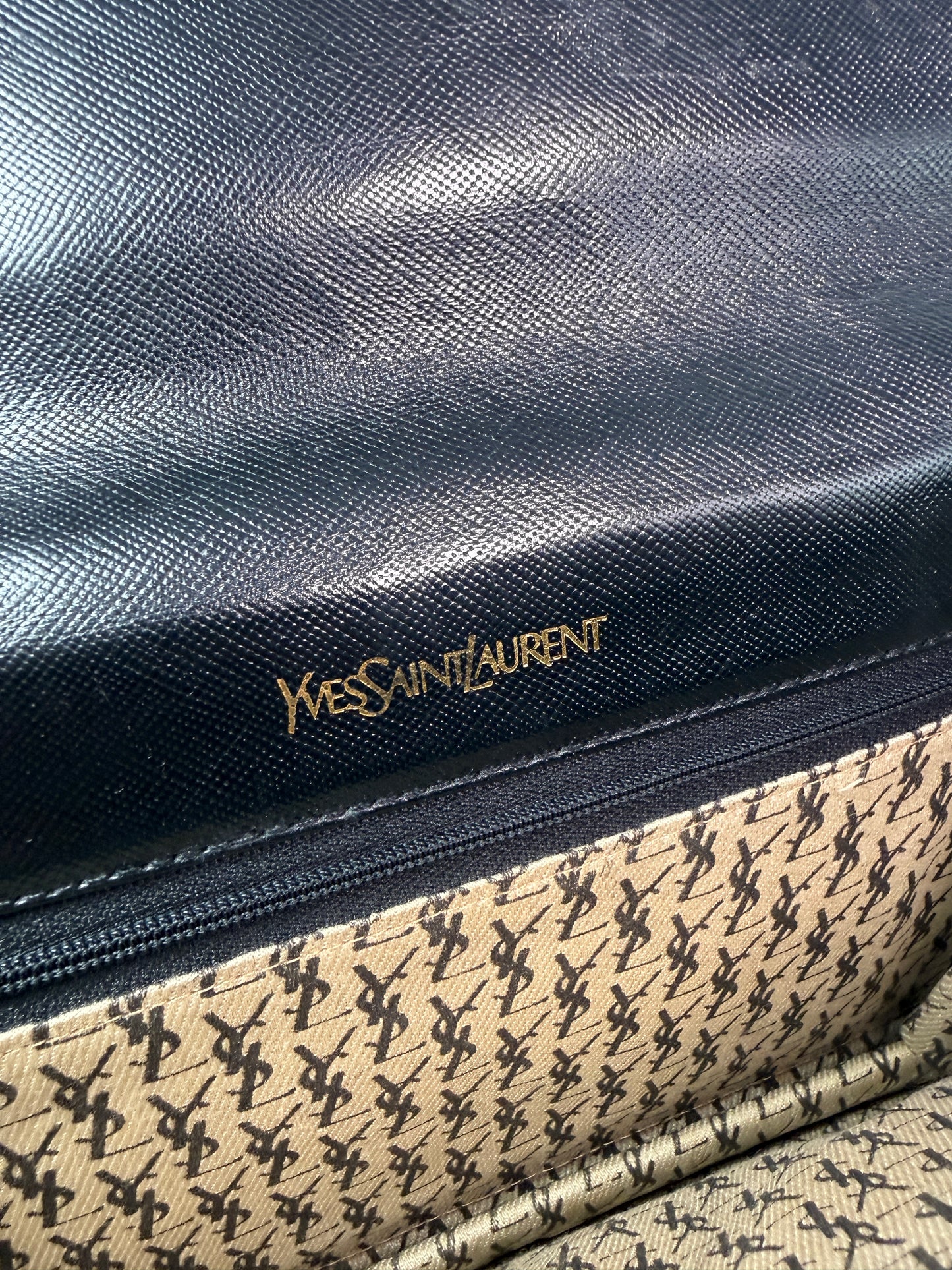 Yves Saint Laurent Black Grained Leather Envelope Clutch
