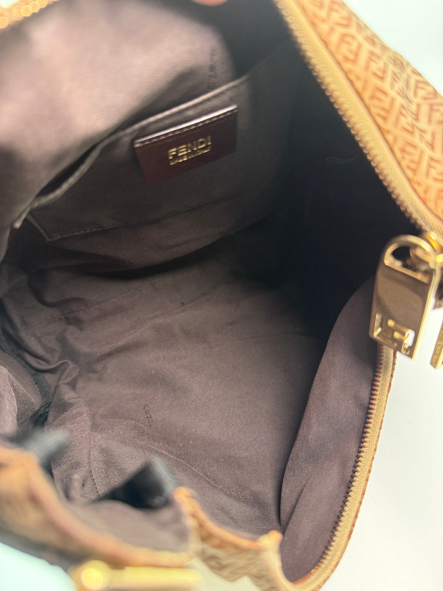 Fendi Mini Zucca Nylon Hobo Style Shoulder Bag