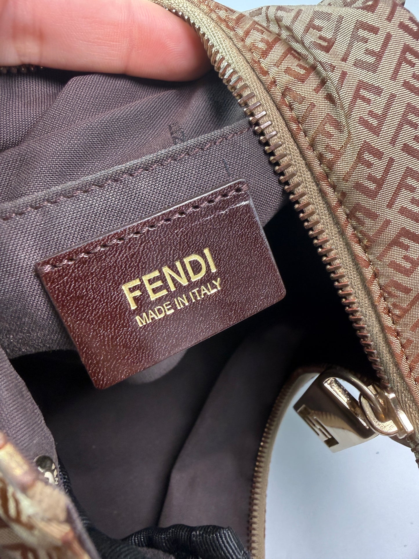 Fendi Mini Zucca Nylon Hobo Style Shoulder Bag