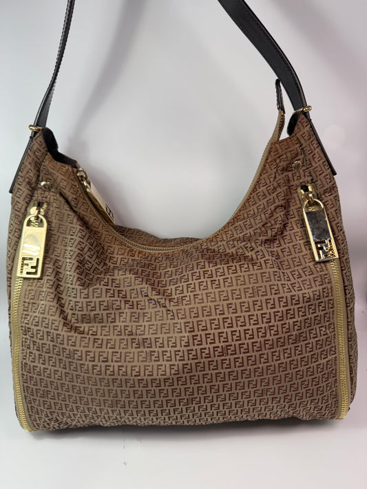 Fendi Mini Zucca Nylon Hobo Style Shoulder Bag
