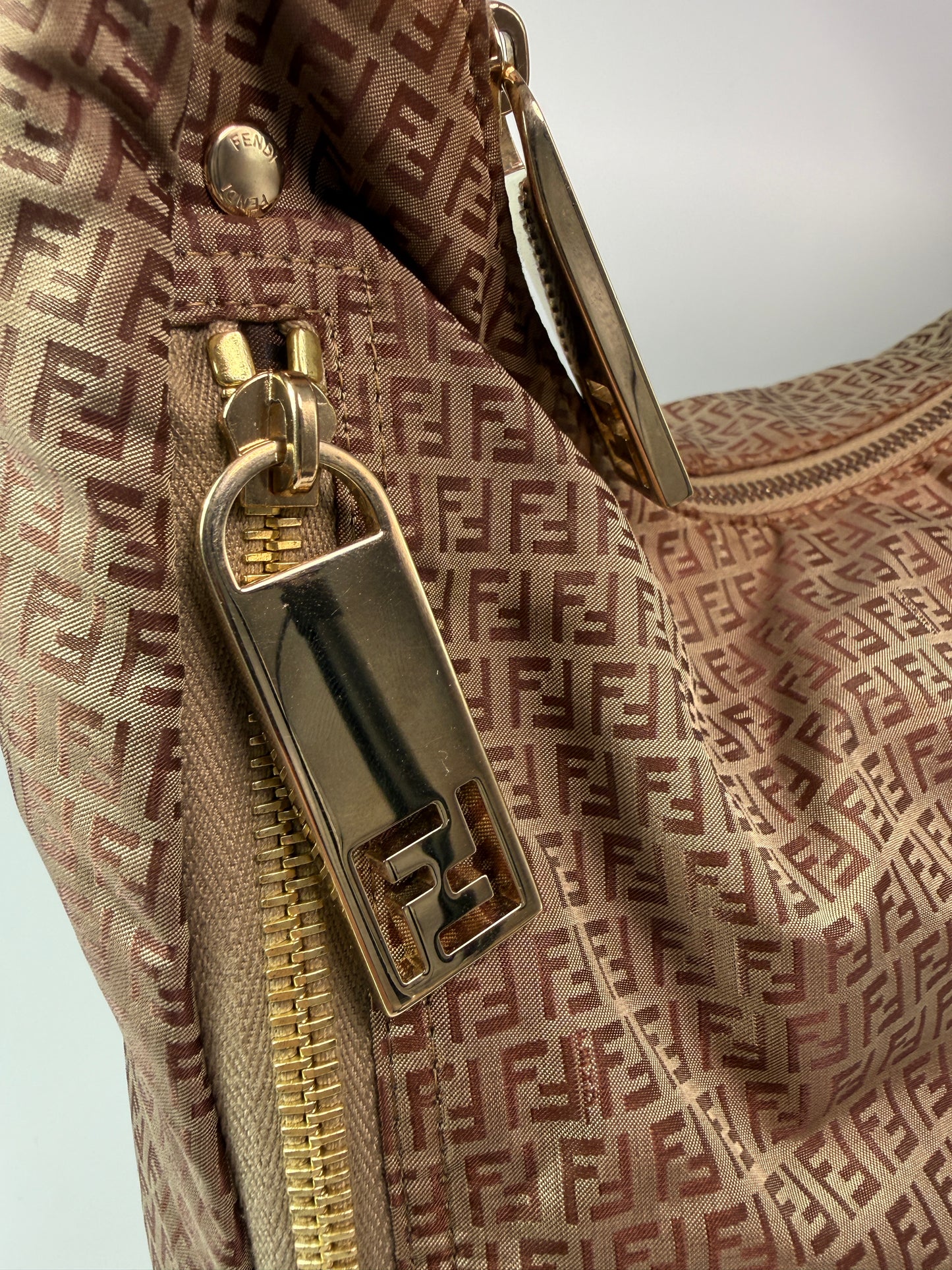 Fendi Mini Zucca Nylon Hobo Style Shoulder Bag