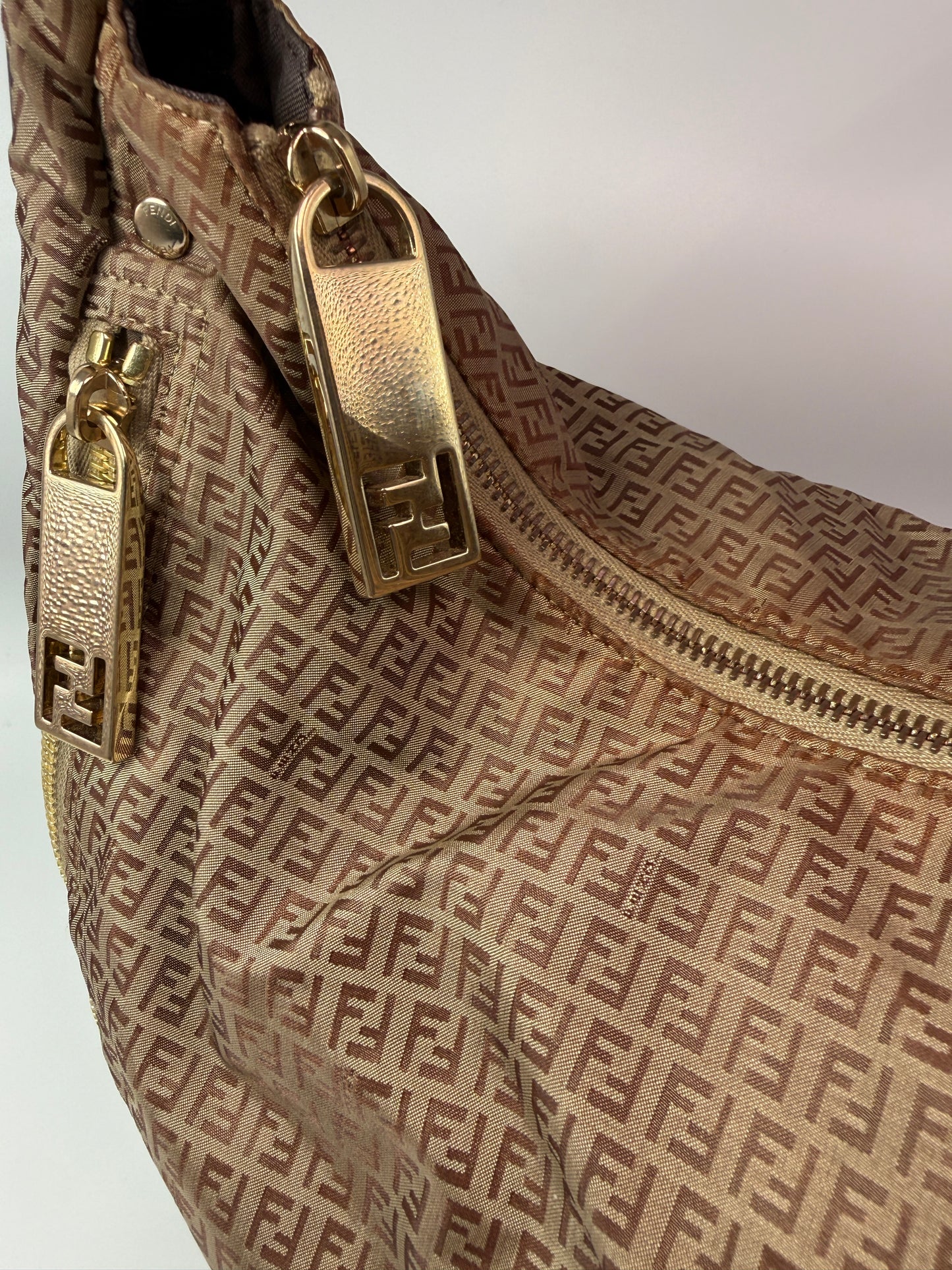 Fendi Mini Zucca Nylon Hobo Style Shoulder Bag