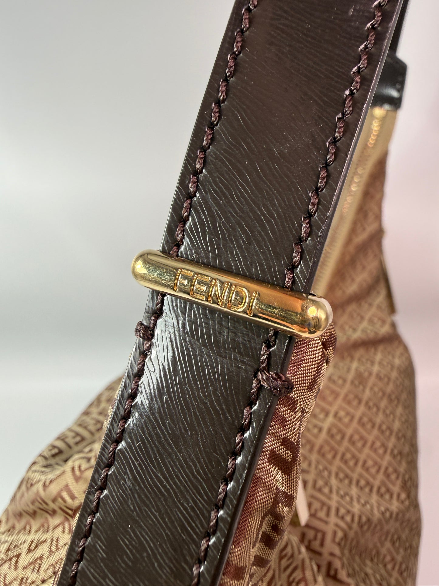 Fendi Mini Zucca Nylon Hobo Style Shoulder Bag