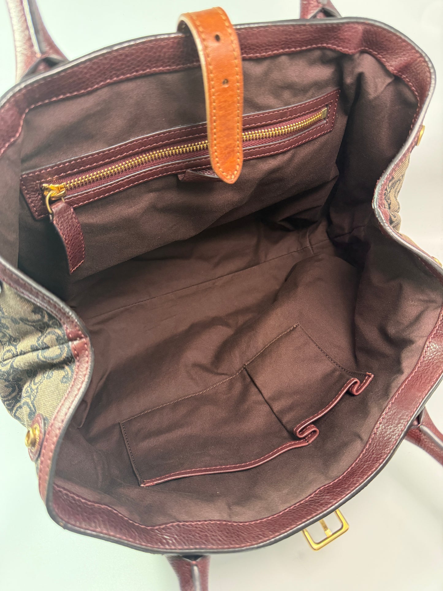 Celine Macadame Brown Canvas Tote Shoulder Bag