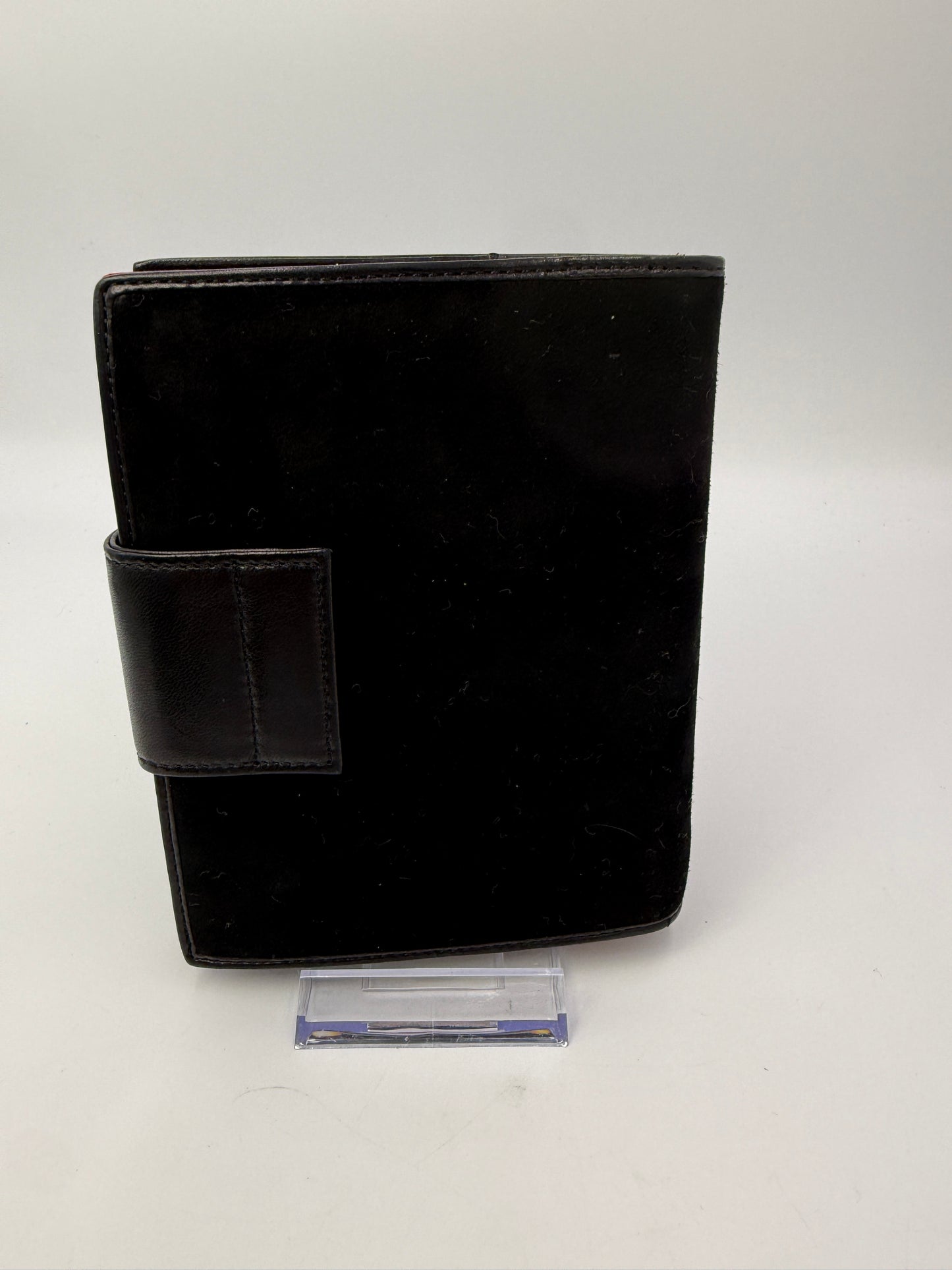 Fendi Black Suede Agenda PM Red Sparkle Baguette Hardware