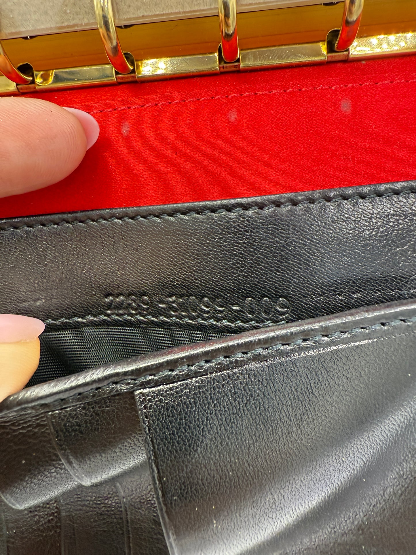 Fendi Black Suede Agenda PM Red Sparkle Baguette Hardware