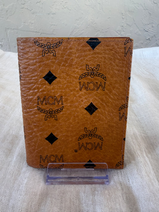 MCM Cognac Visetos Coated Canvas Compact Pocket Organizer