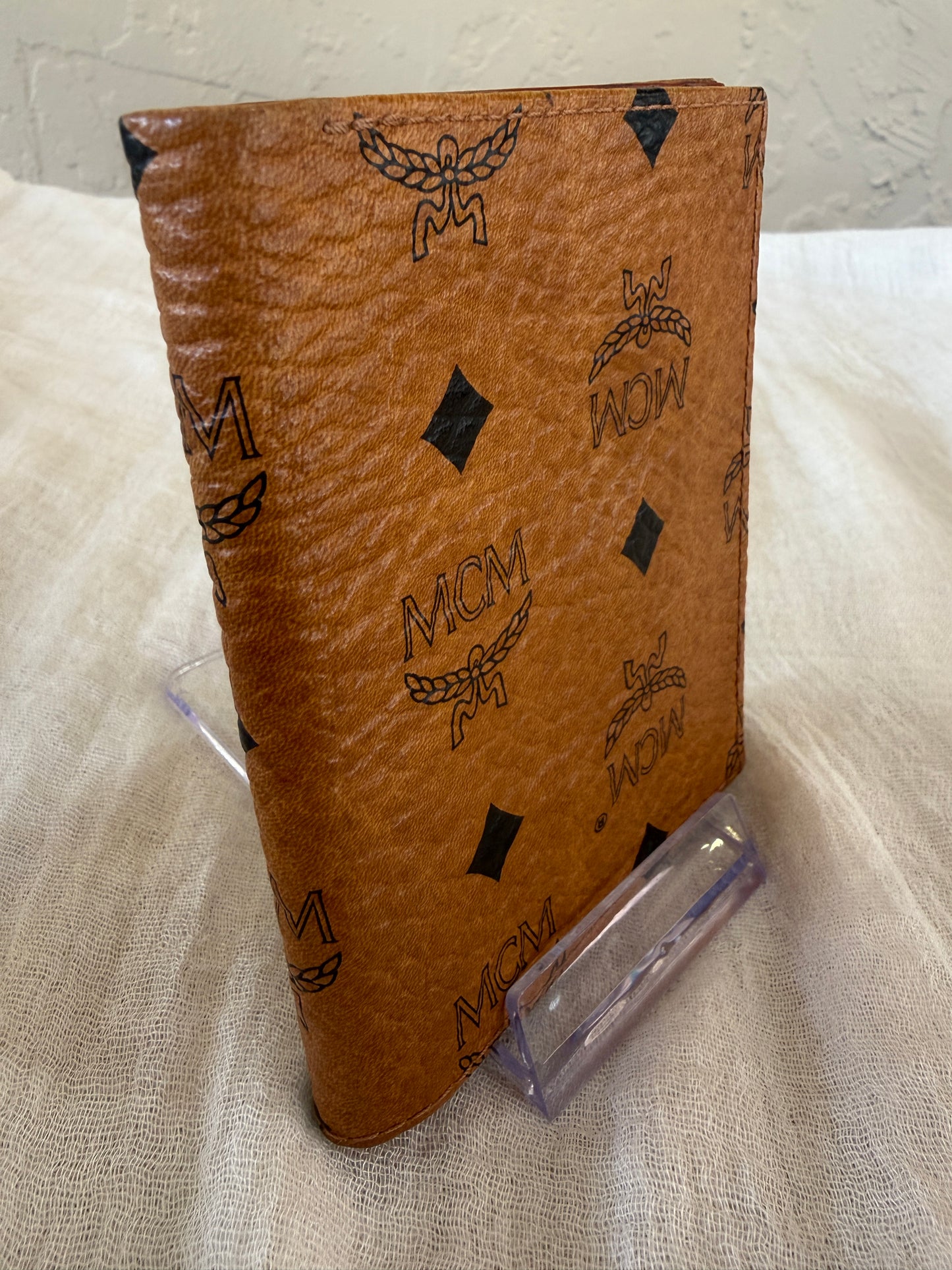 MCM Cognac Visetos Coated Canvas Compact Pocket Organizer