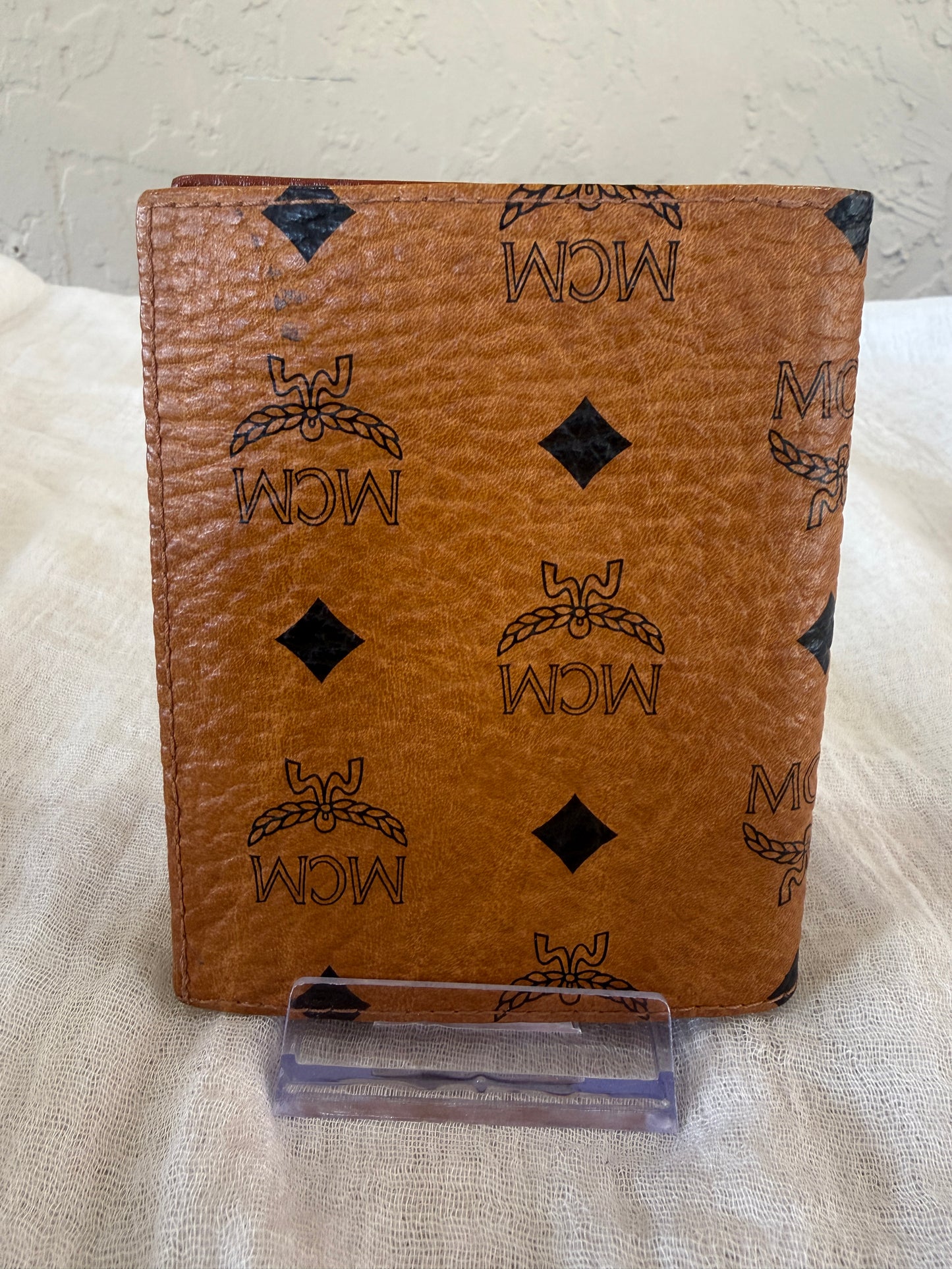 MCM Cognac Visetos Coated Canvas Compact Pocket Organizer