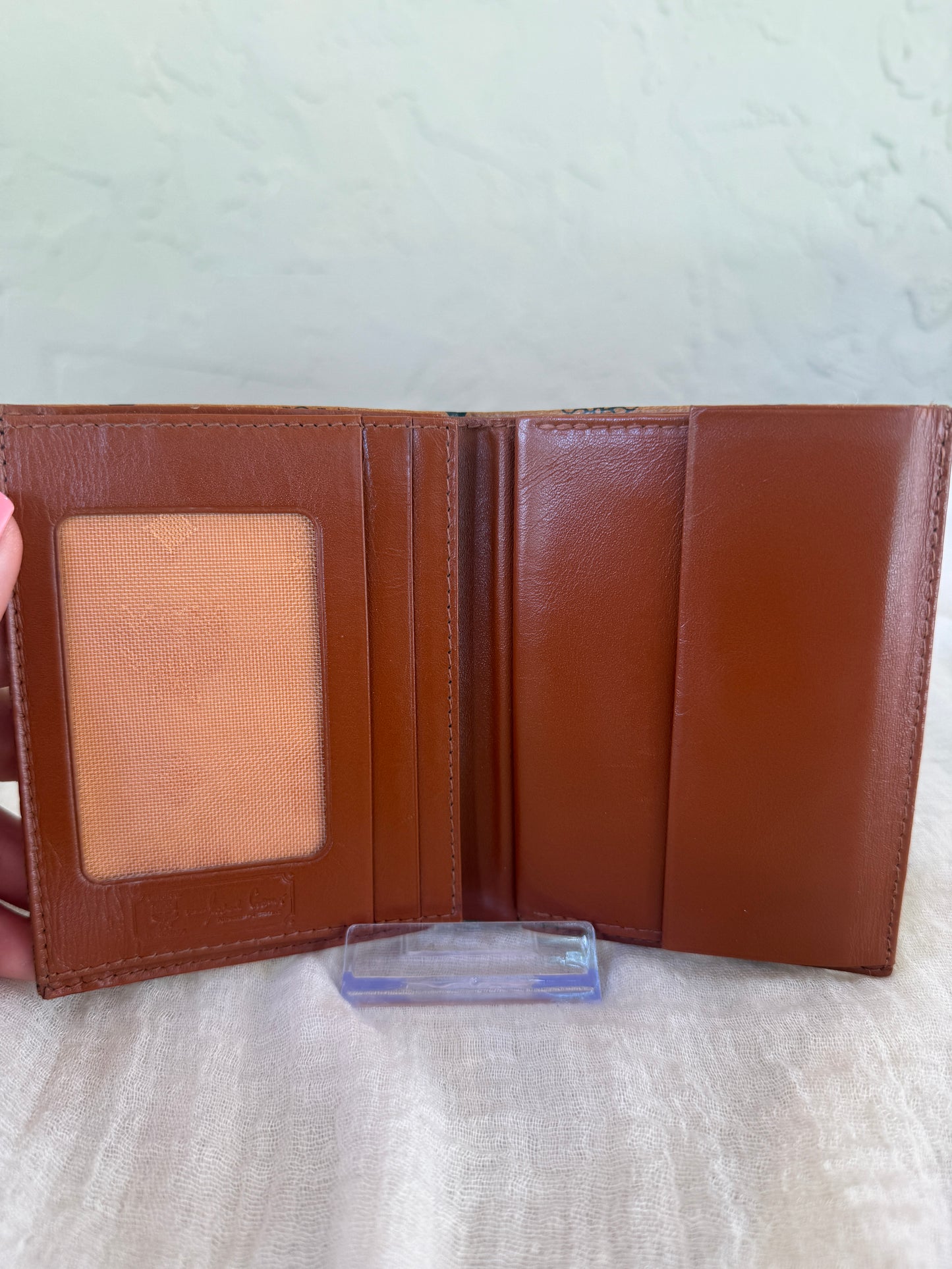 MCM Cognac Visetos Coated Canvas Compact Pocket Organizer