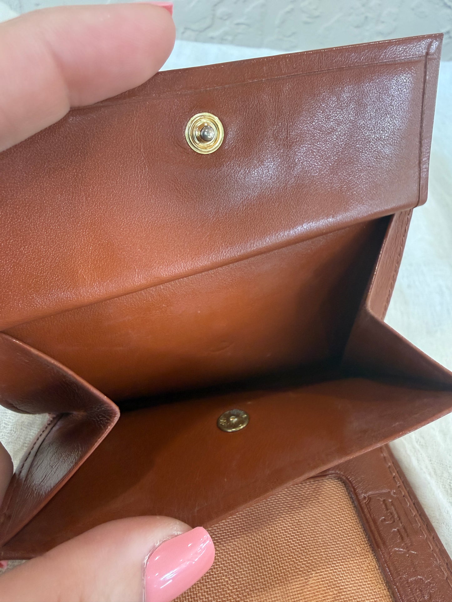 MCM Cognac Visetos Coated Canvas Compact Pocket Organizer