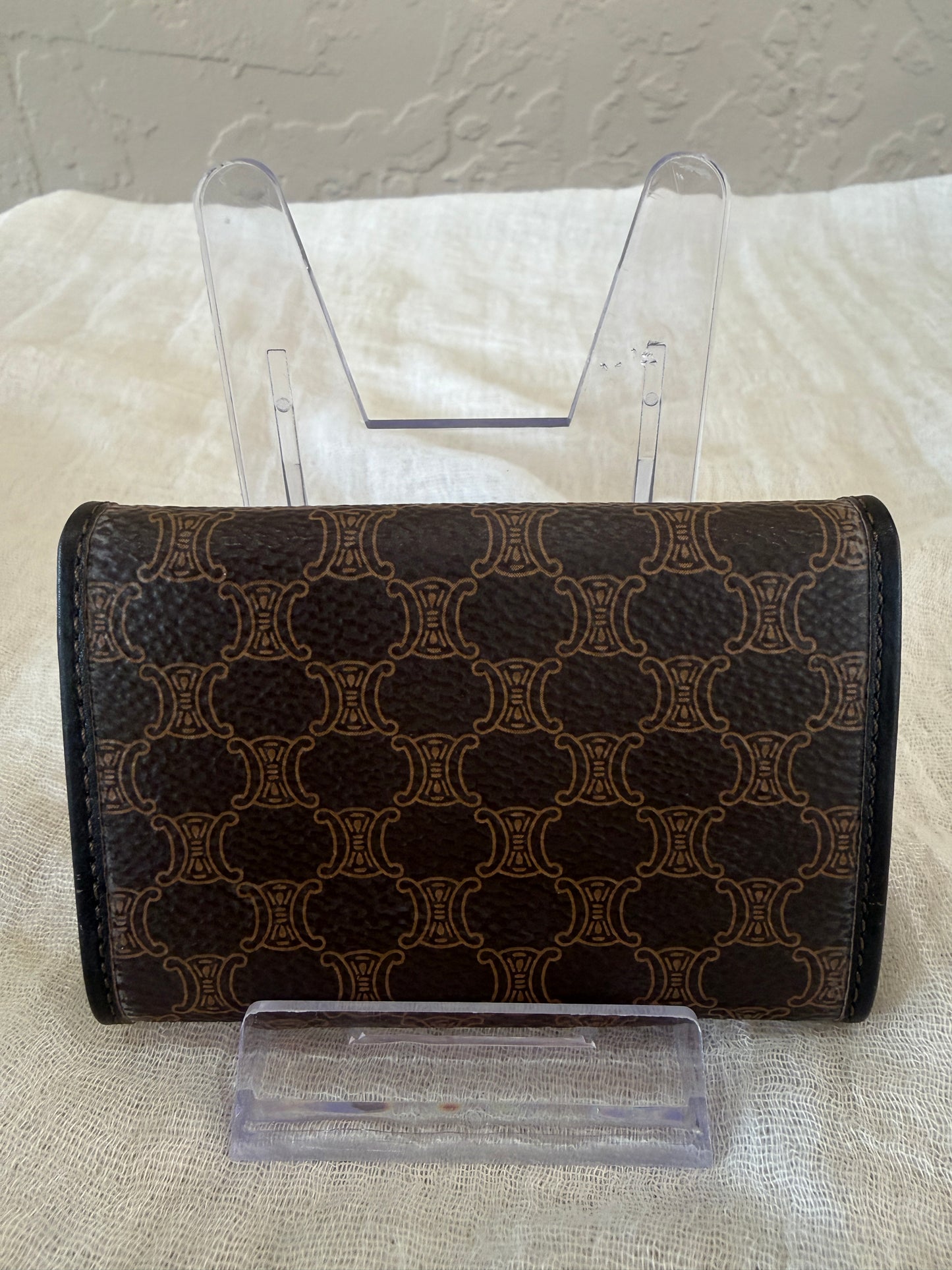 Celine Macadam Triomphe Coated Canvas Compact Wallet Card Holder