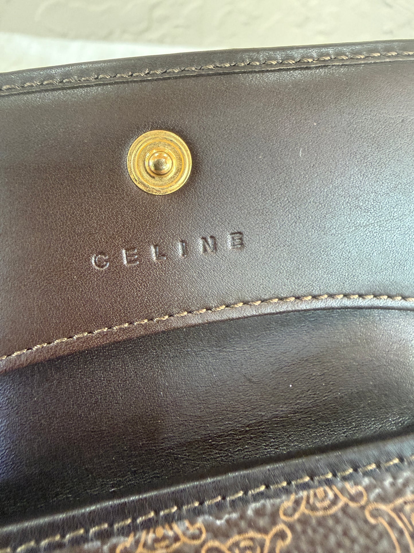 Celine Macadam Triomphe Coated Canvas Compact Wallet Card Holder