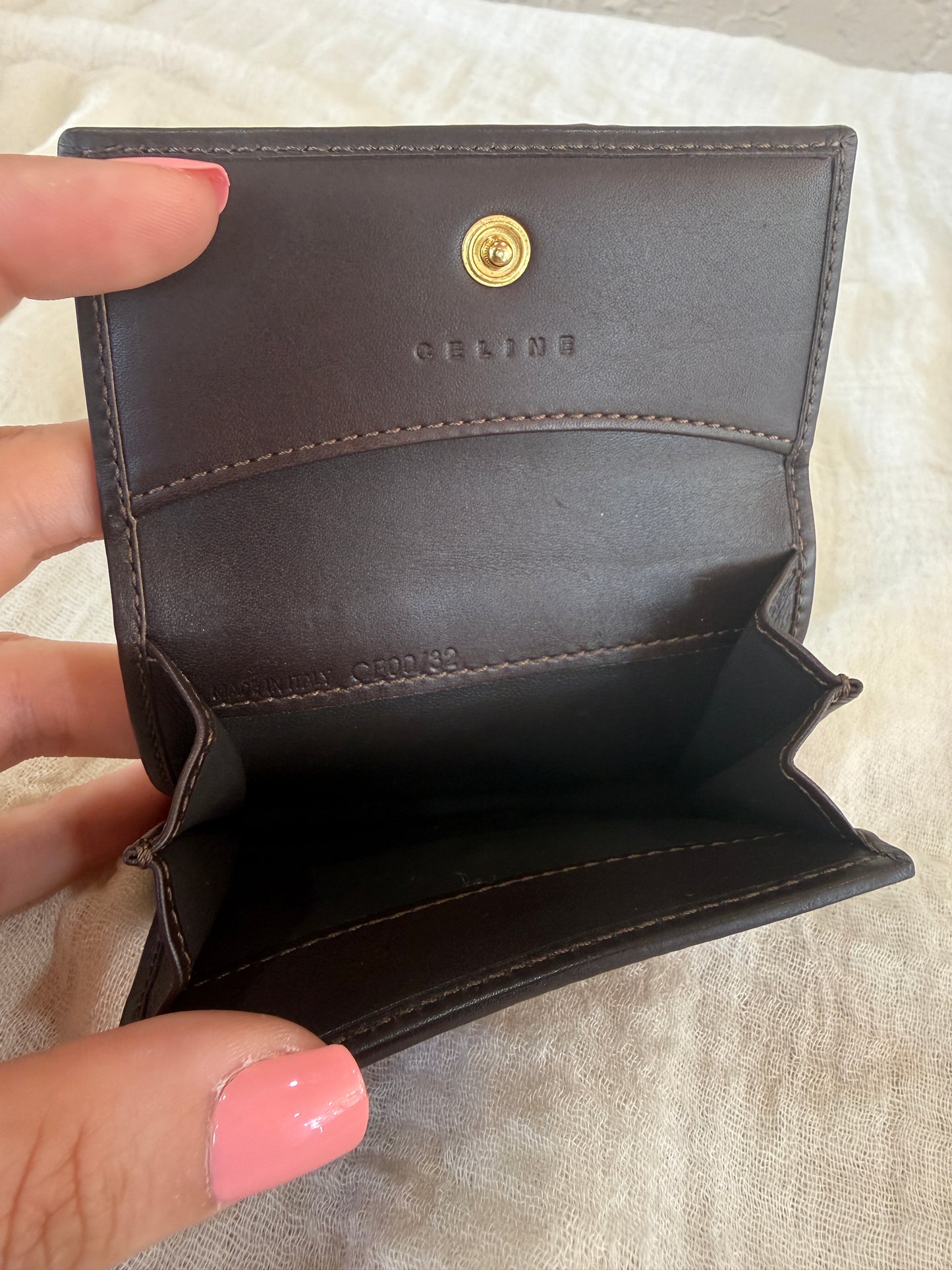 Celine Macadam Triomphe Coated Canvas Compact Wallet Card Holder