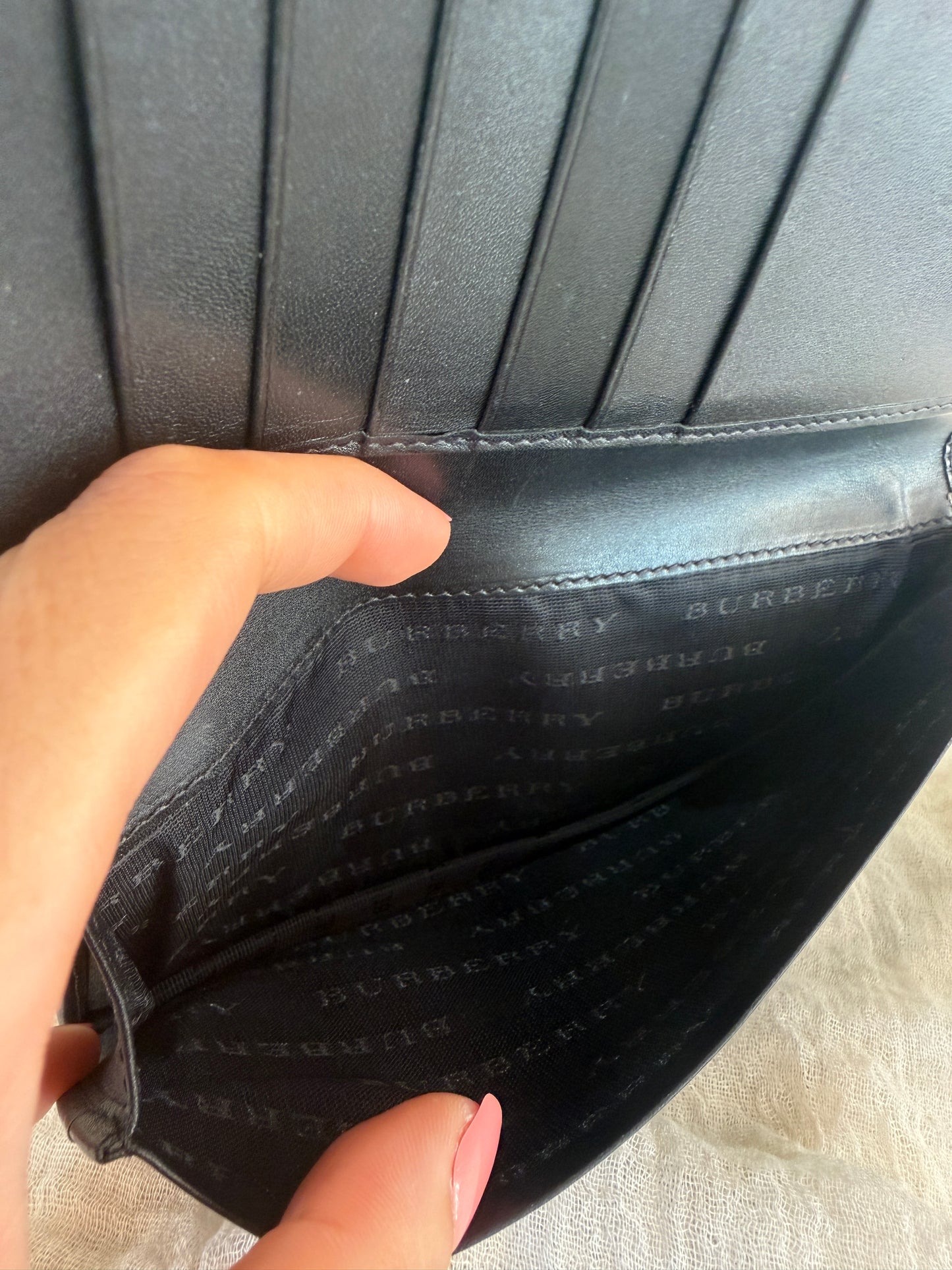Burberry London England Black House Check Long Wallet