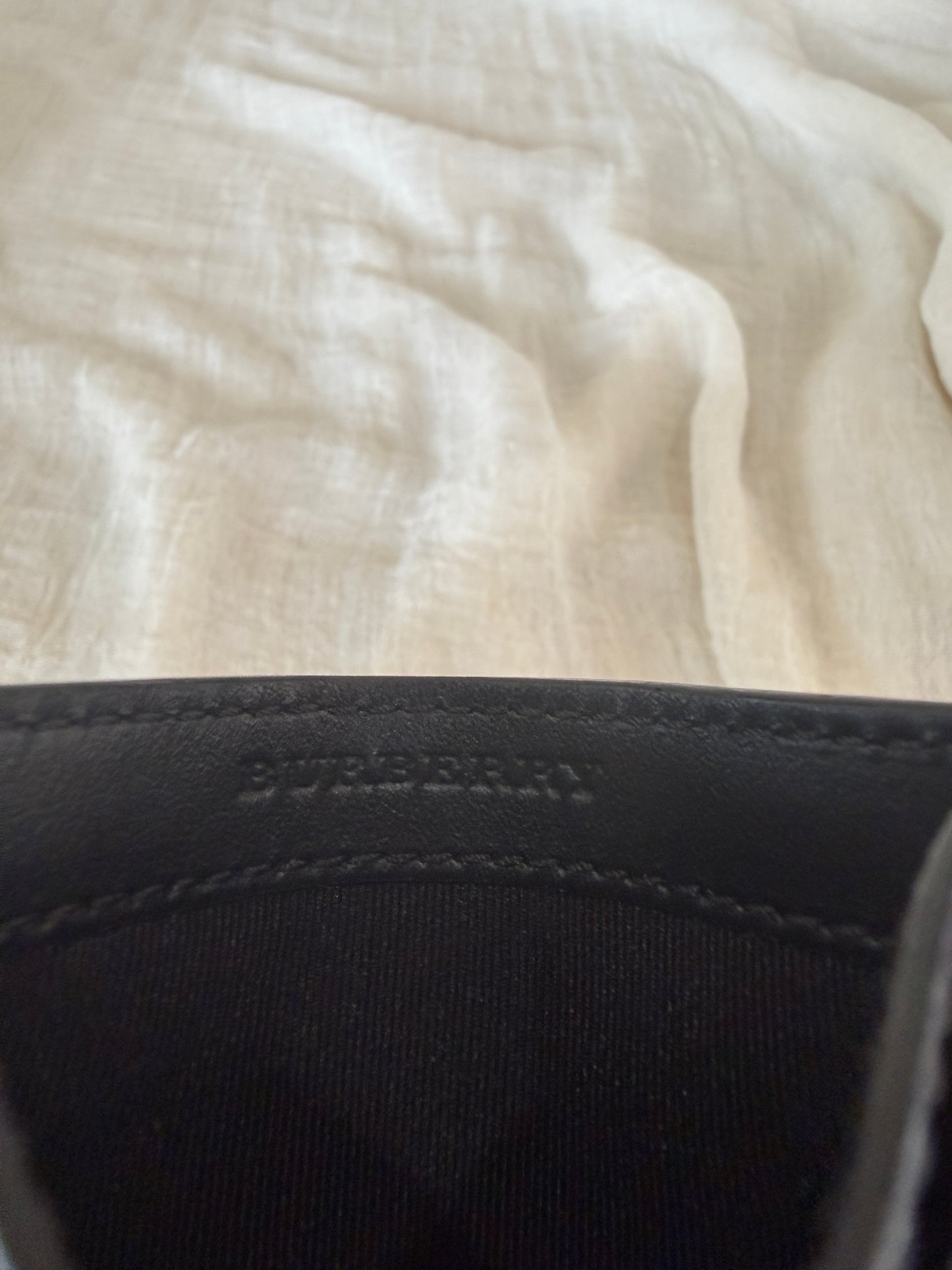 Burberry Vintage Check Card Holder with Black Leather Trim