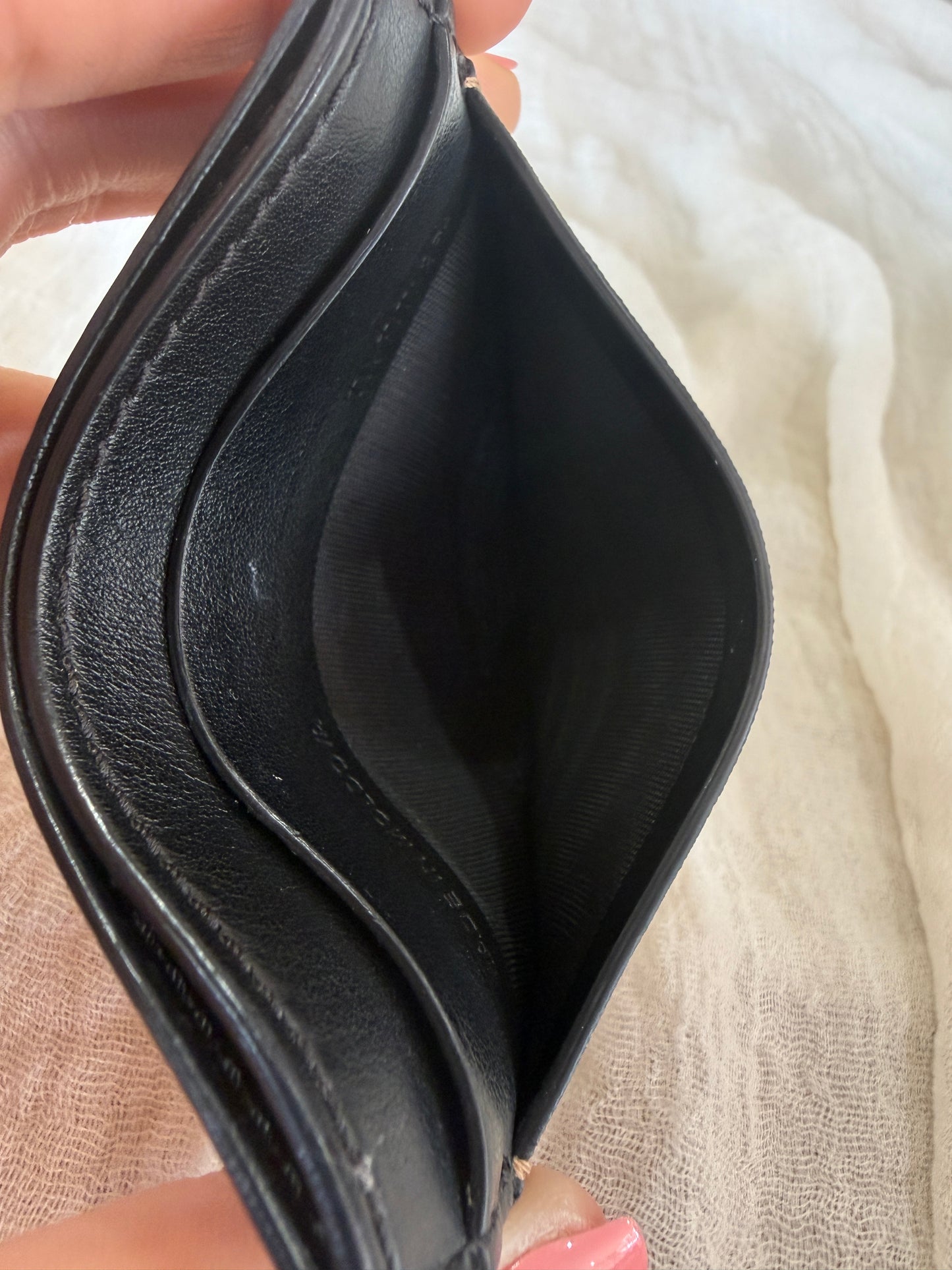 Burberry Vintage Check Card Holder with Black Leather Trim