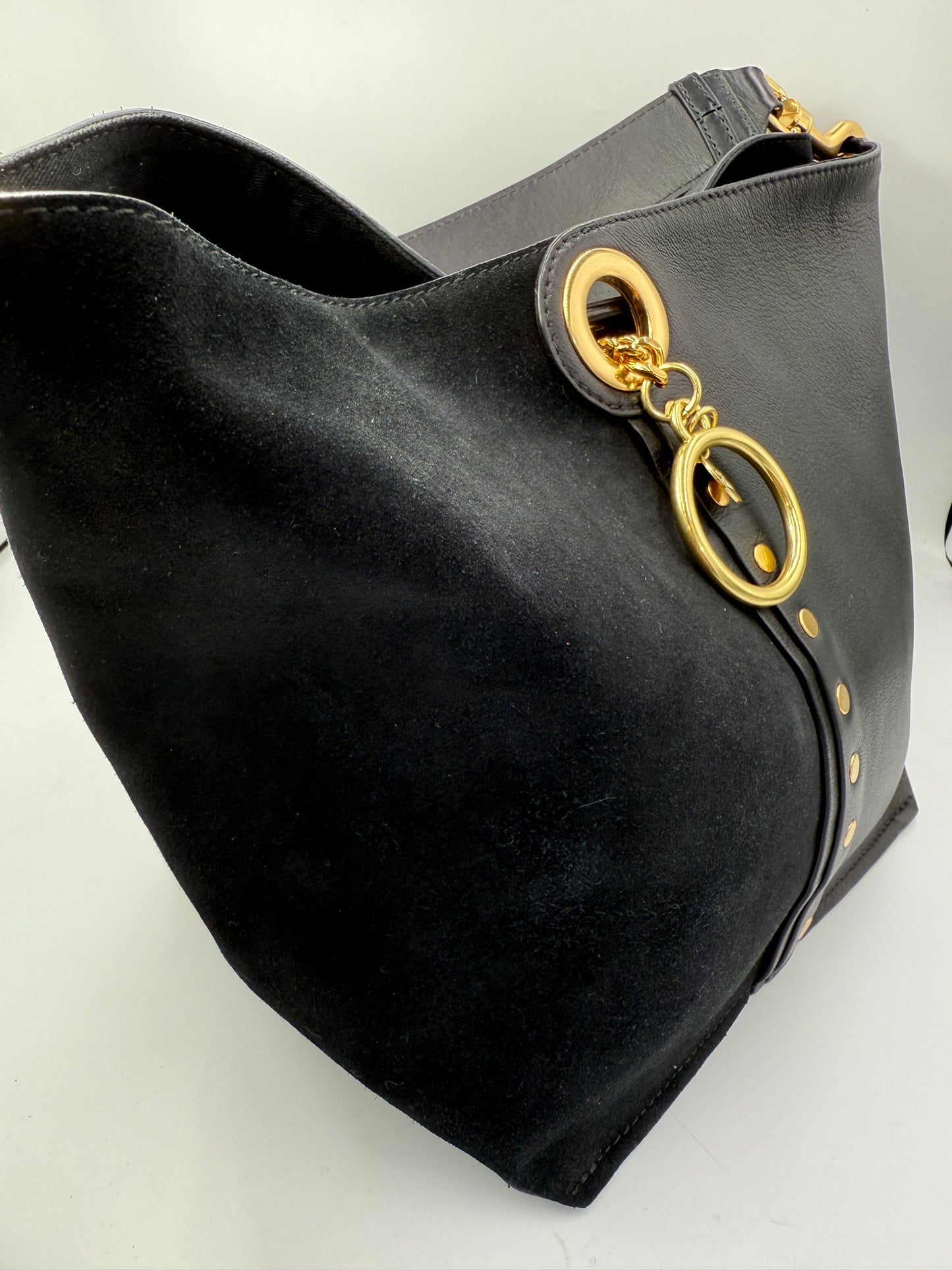 Chloe Black Suede Leather Shoulder Bag Tote