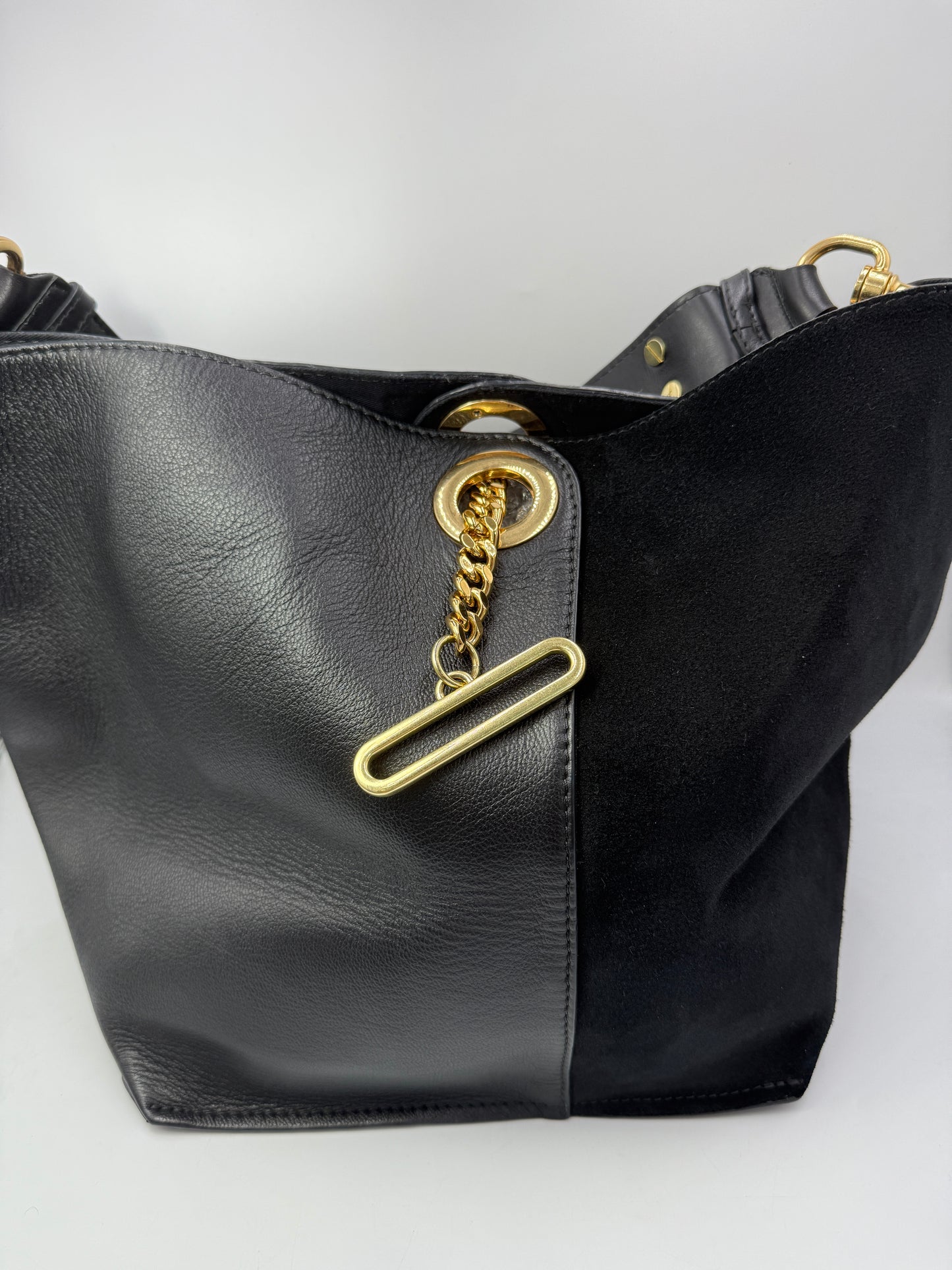 Chloe Black Suede Leather Shoulder Bag Tote